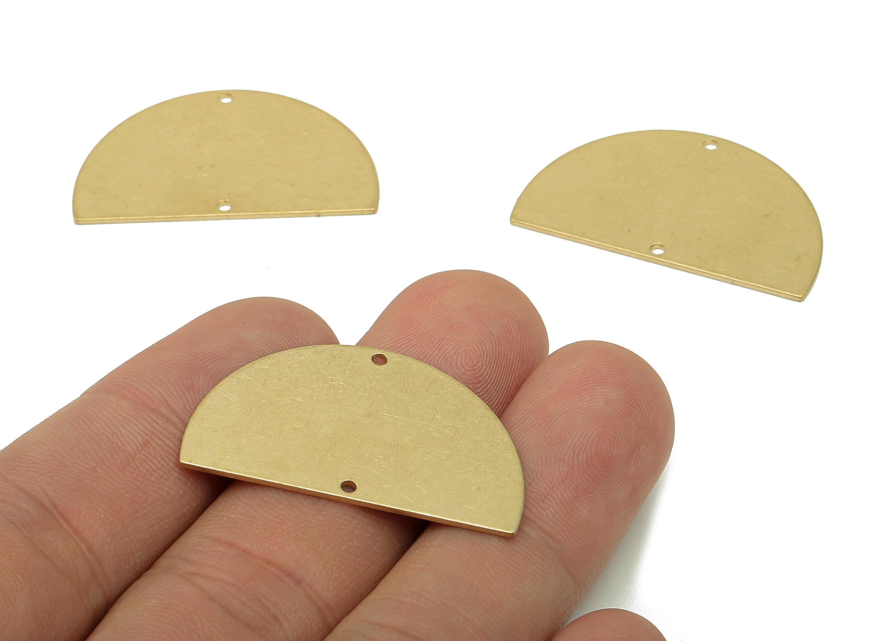 Brass Semicircle Earrings Connectors - Raw Brass Half Round Charms - Semicircle Earring Charm - Stamping Blank - 33.5x20x0.8mm - PP8167 - DOMEDBAZAAR