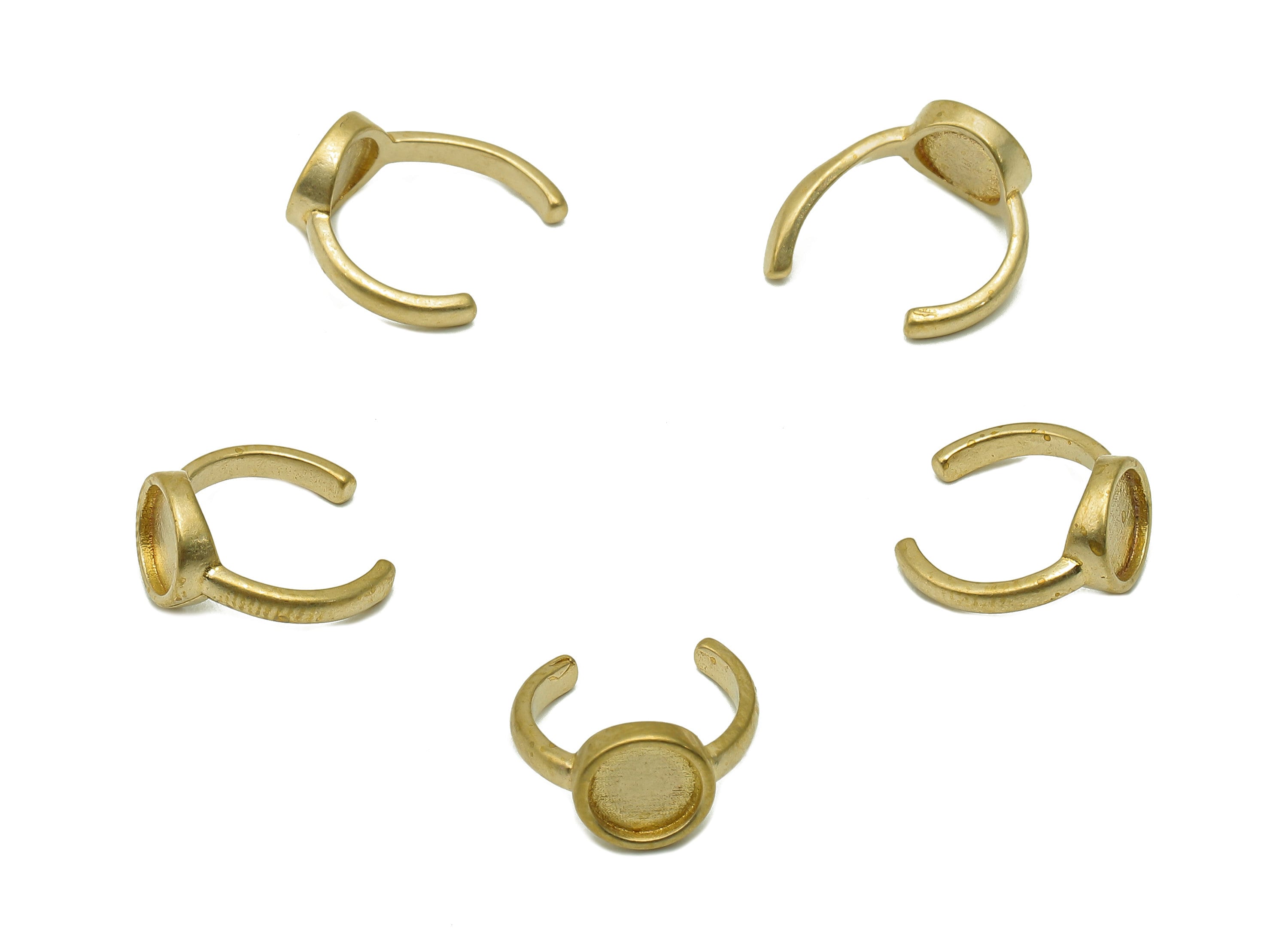 Brass Round Bezel Cup Open Ring - Raw Brass Settings Ear Cuff - Hoop Cabachon Earring Cuff - Open Circle Cuff Ear - 11.4x11.6x1.4mm - PP8166 - DOMEDBAZAAR