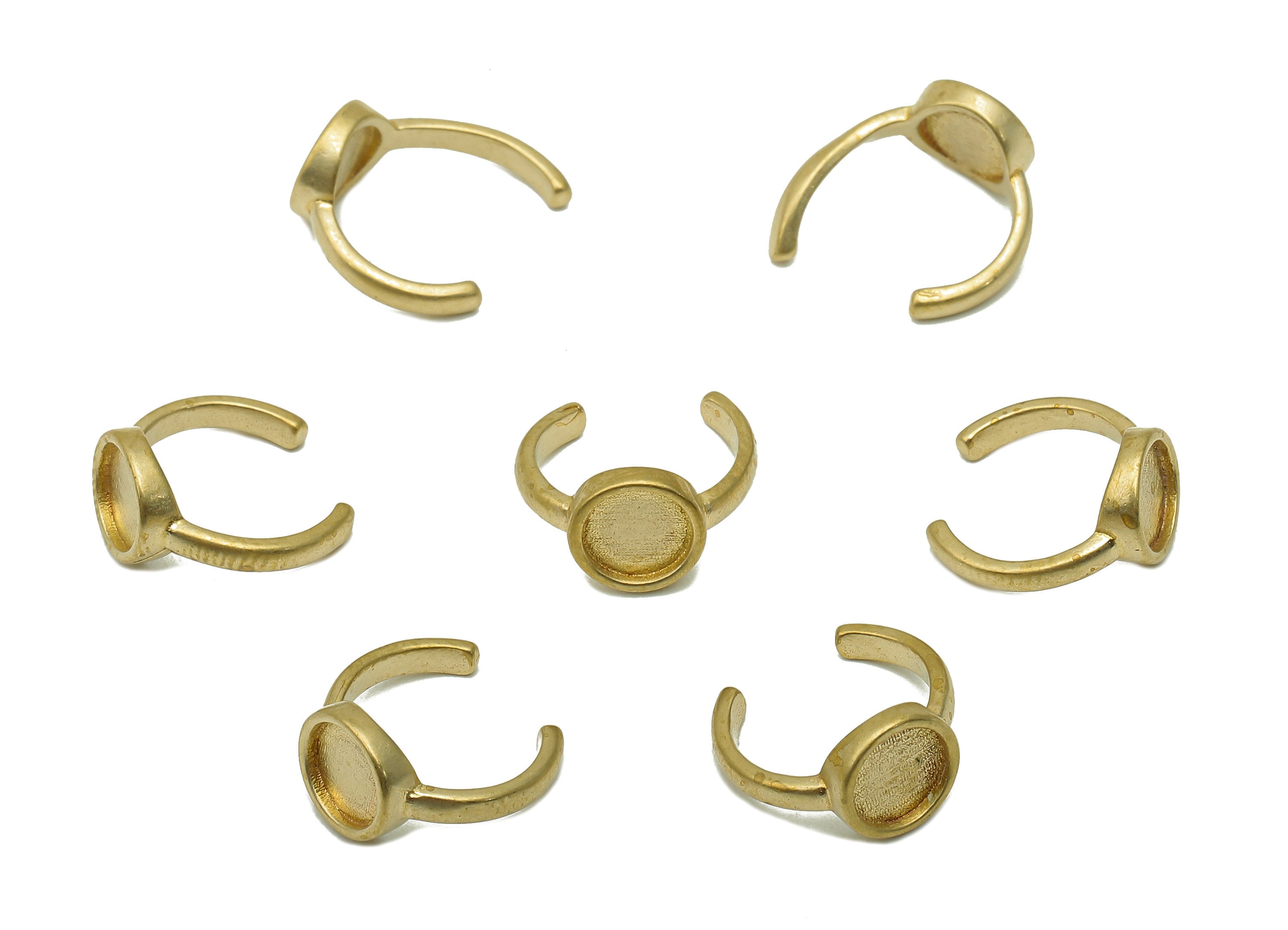 Brass Round Bezel Cup Open Ring - Raw Brass Settings Ear Cuff - Hoop Cabachon Earring Cuff - Open Circle Cuff Ear - 11.4x11.6x1.4mm - PP8166 - DOMEDBAZAAR