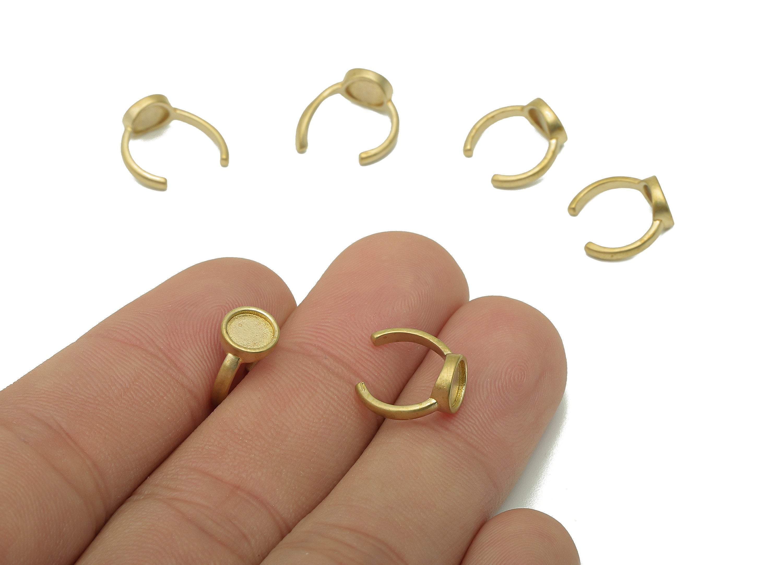Brass Round Bezel Cup Open Ring - Raw Brass Settings Ear Cuff - Hoop Cabachon Earring Cuff - Open Circle Cuff Ear - 11.4x11.6x1.4mm - PP8166 - DOMEDBAZAAR