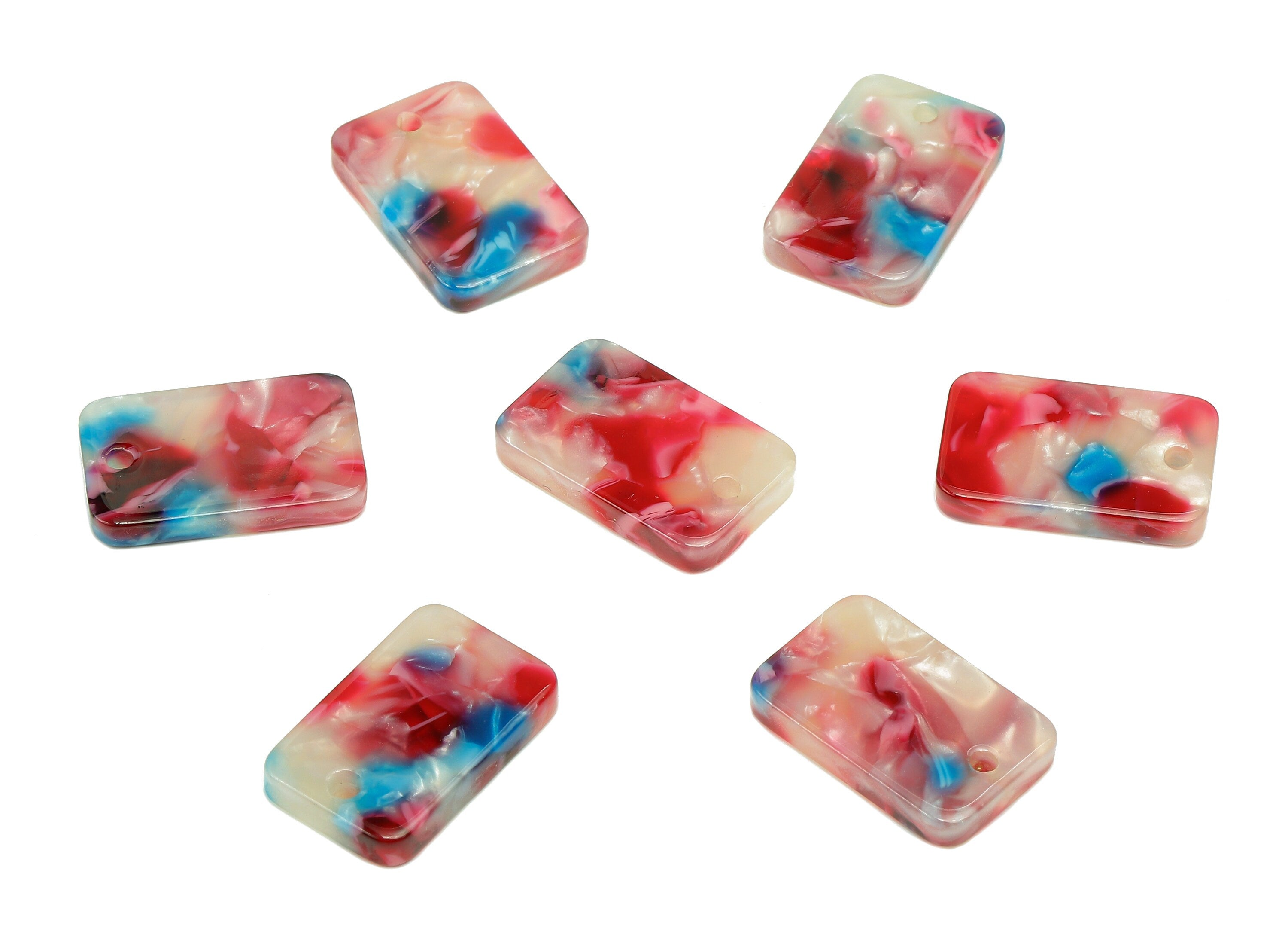 Acetate Rectangle Earring Charm - Mini Rectangle charm With Hole - Rectangle Pendant - Color Code: A52 - 16.7x10.7x2.6mm - AC1143-A52 - DOMEDBAZAAR