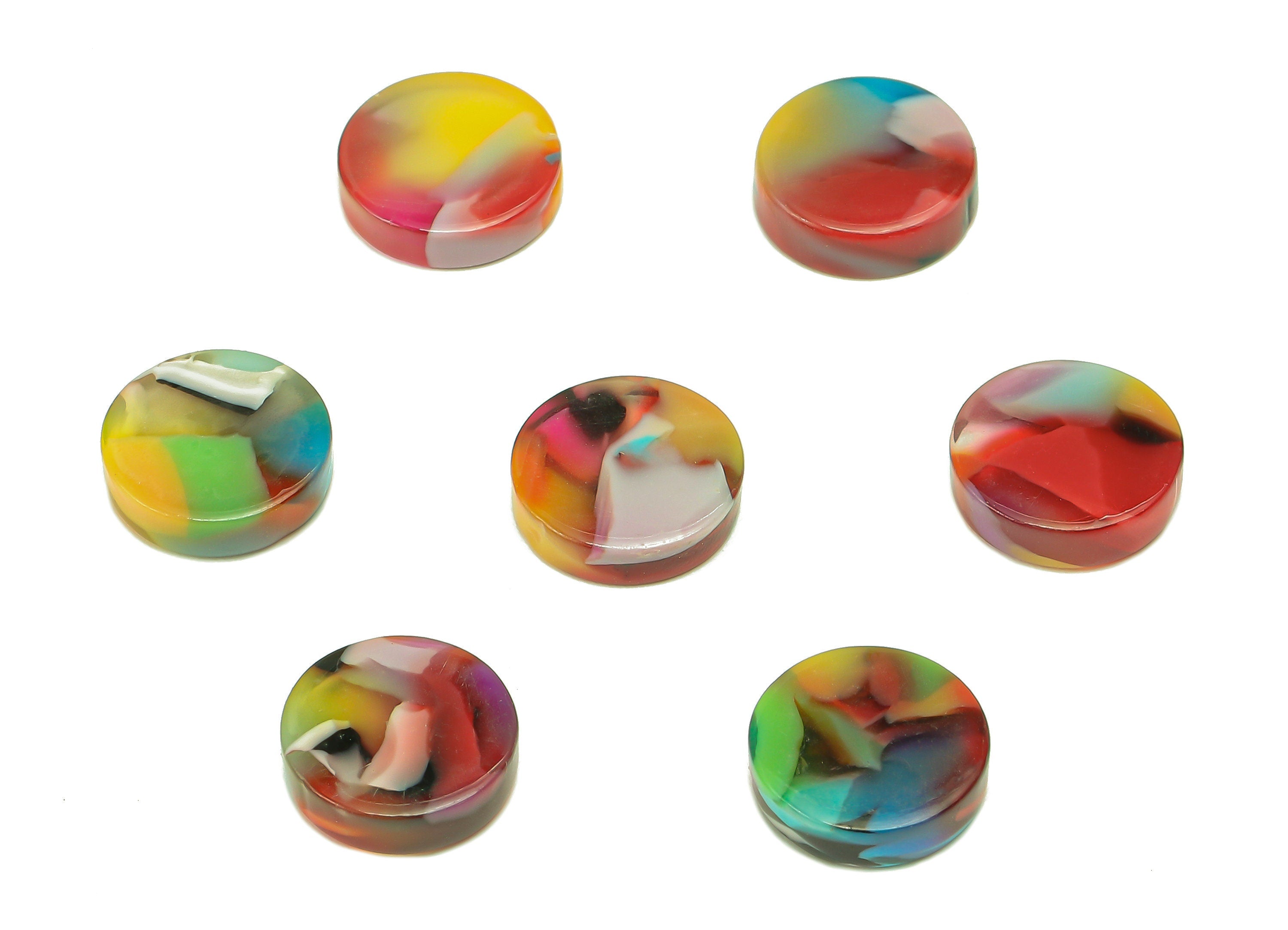 Acetate Coin Earring Charms - Rainbow Color Round Earring - Circle Charm For Stud Earring - Color Code: A21 - 9.64X9.55X2.73mm - AC1151-A21 - DOMEDBAZAAR