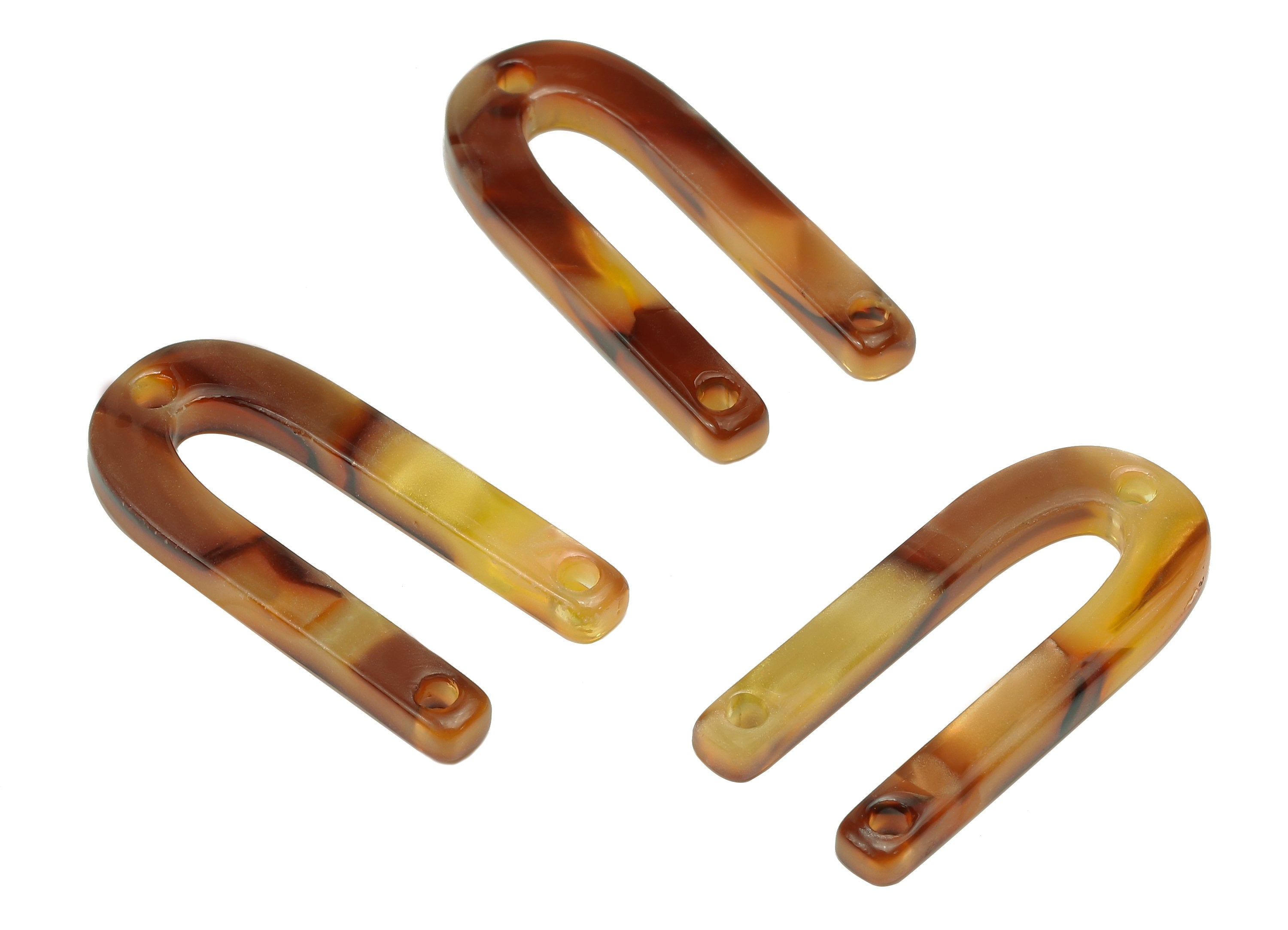 Acetate U Earring Connectors - U Charms With 3 Holes - Earring Findings - U Necklace - Color Code: A160 - 25.66X11.57X2.53mm - AC1445-A160 - DOMEDBAZAAR