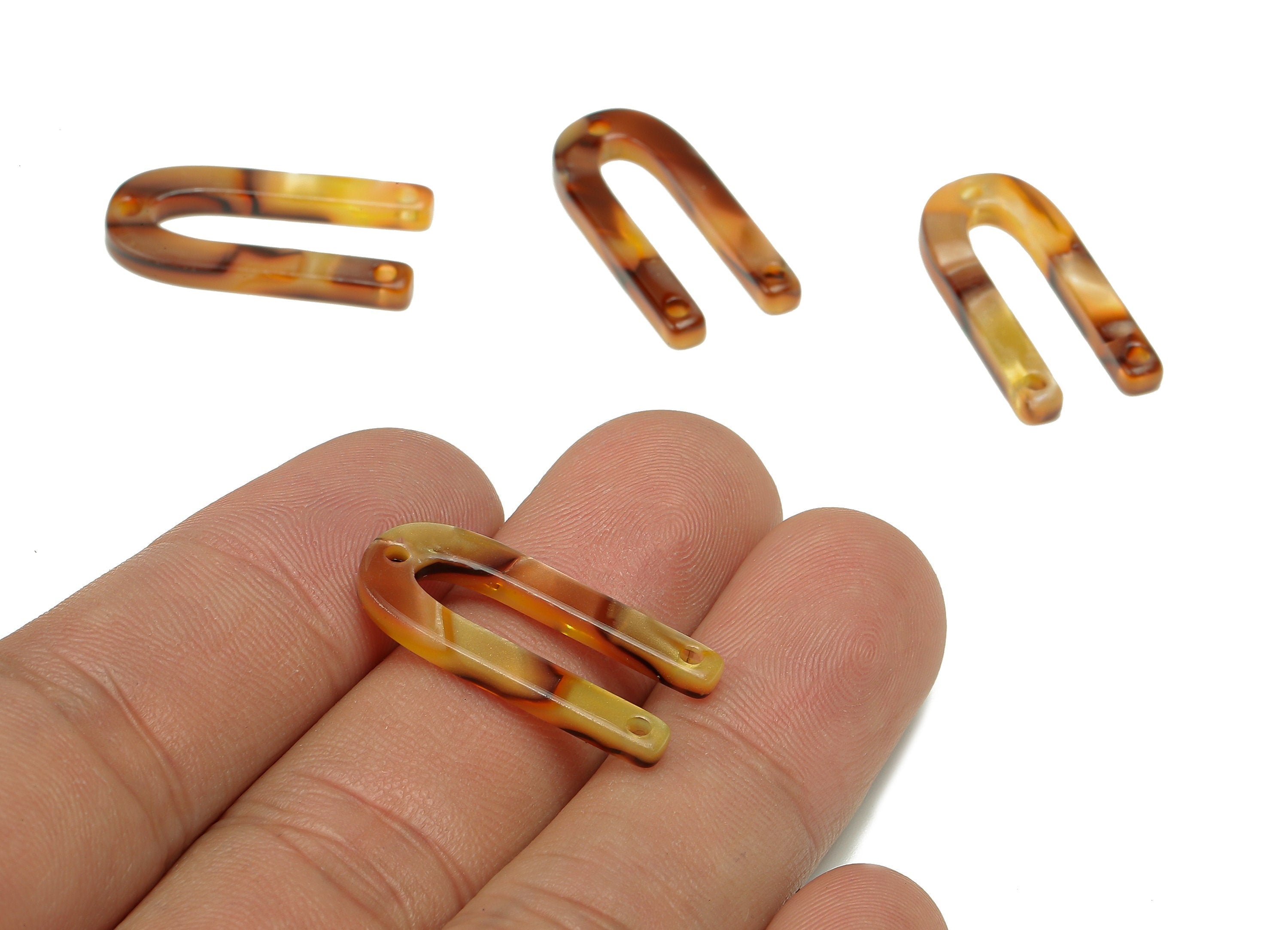 Acetate U Earring Connectors - U Charms With 3 Holes - Earring Findings - U Necklace - Color Code: A160 - 25.66X11.57X2.53mm - AC1445-A160 - DOMEDBAZAAR