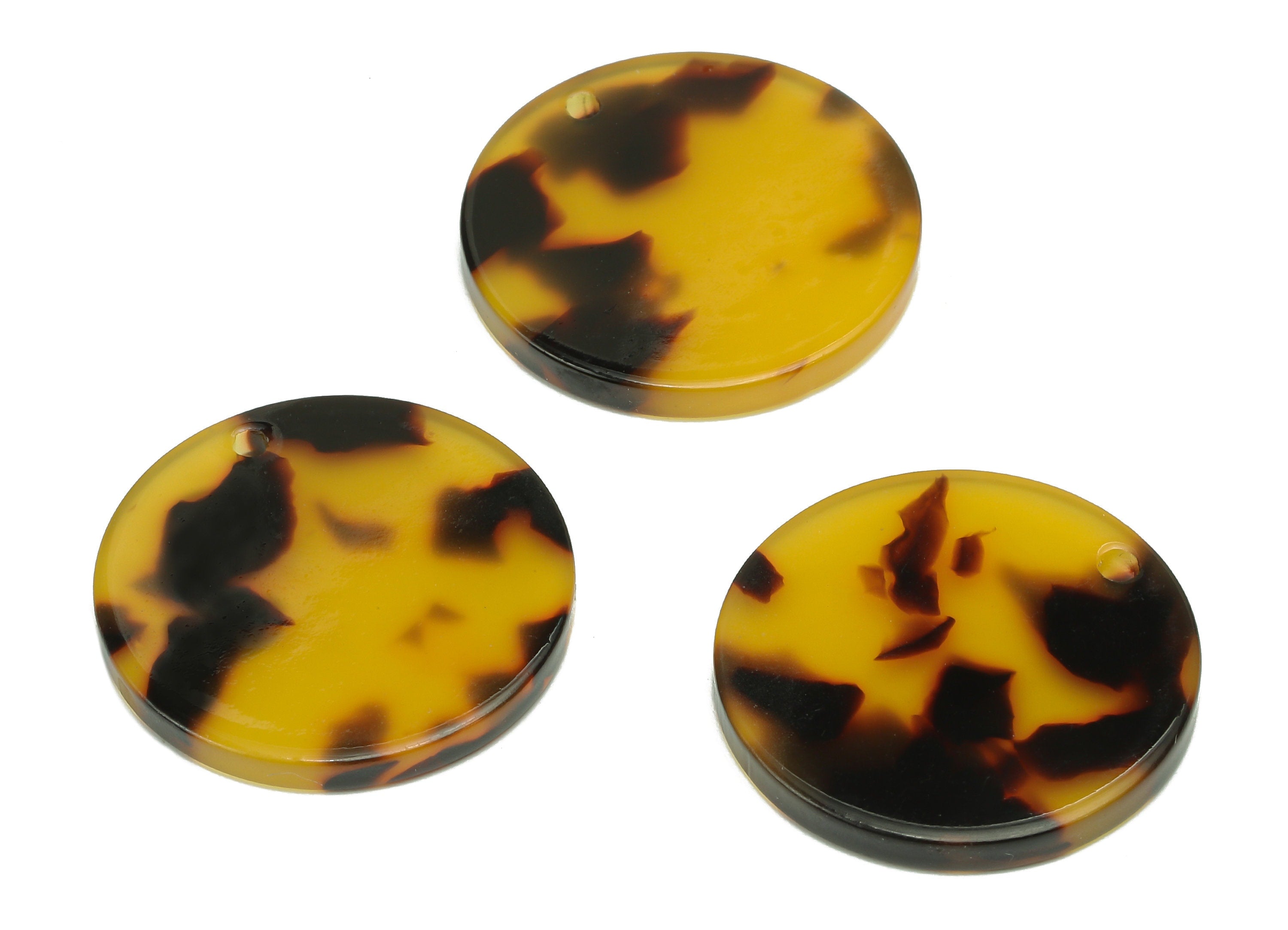 Acetate Coin Earring Charm - Round Tortoise Shell Earring - Circle Pendant With Hole - Color Code: A02 - 22.9x22.7x2.5mm - AC1585-A02 - DOMEDBAZAAR