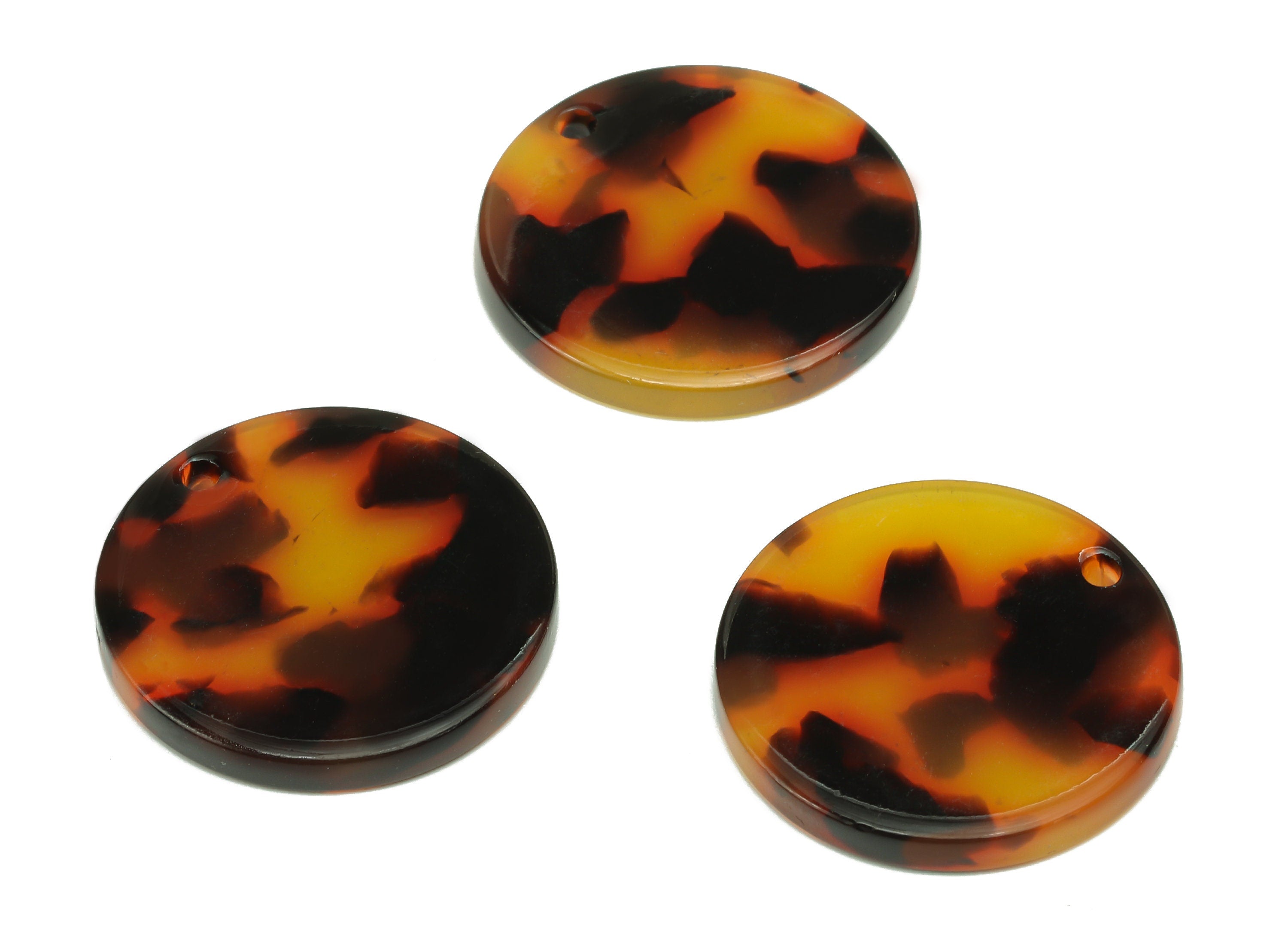Acetate Coin Earring Charm - Round Tortoise Shell Earring - Circle Pendant With Hole - Color Code: A04 - 22.7x22.6x2.6mm - AC1585-A04 - DOMEDBAZAAR