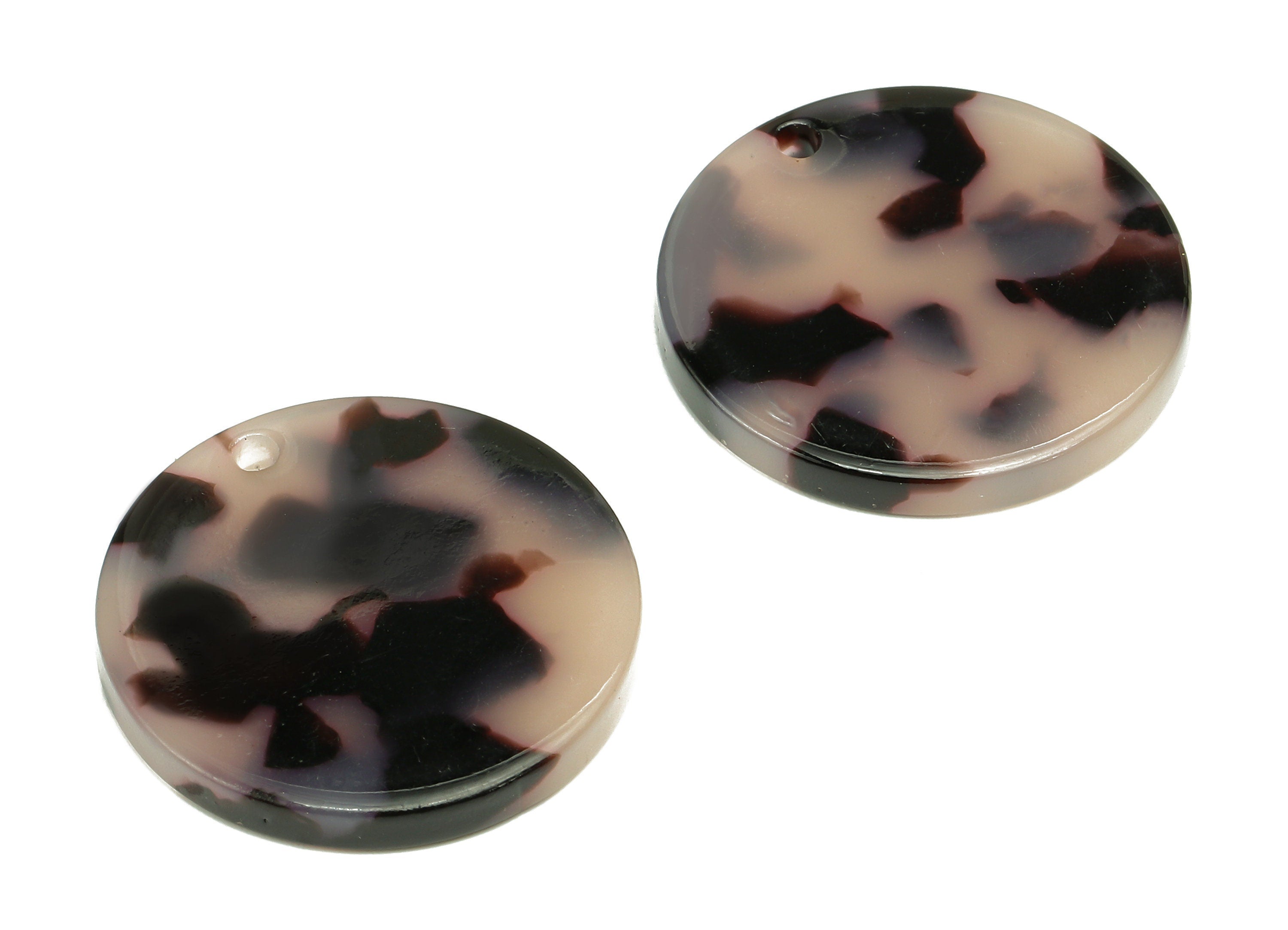 Acetate Coin Earring Charm - Round Tortoise Shell Earring - Circle Pendant With Hole - Color Code: A06 - 22.7x22.6x2.6mm - AC1585-A06 - DOMEDBAZAAR