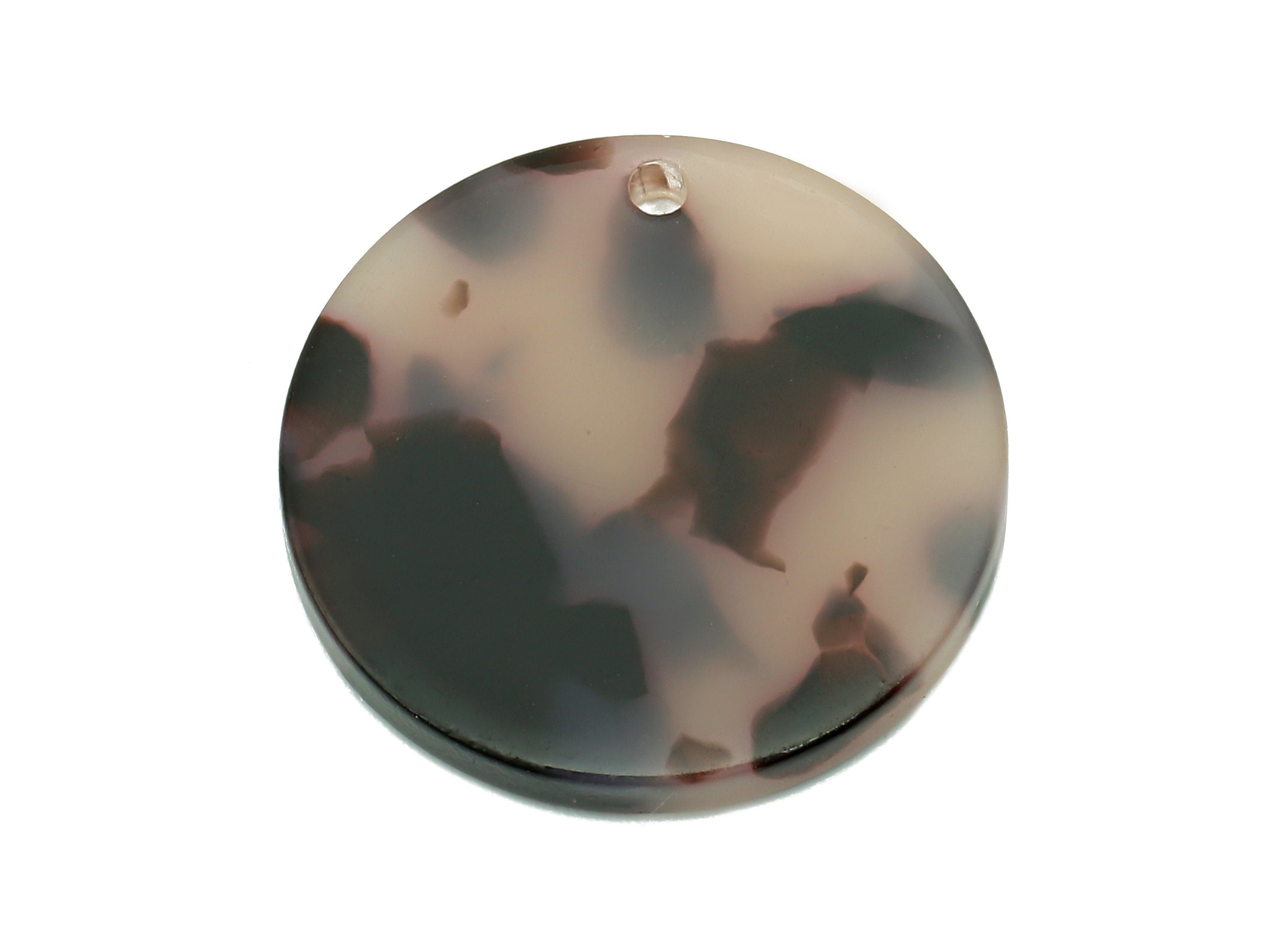 Acetate Coin Earring Charm - Round Tortoise Shell Earring - Circle Pendant With Hole - Color Code: A06 - 22.7x22.6x2.6mm - AC1585-A06 - DOMEDBAZAAR