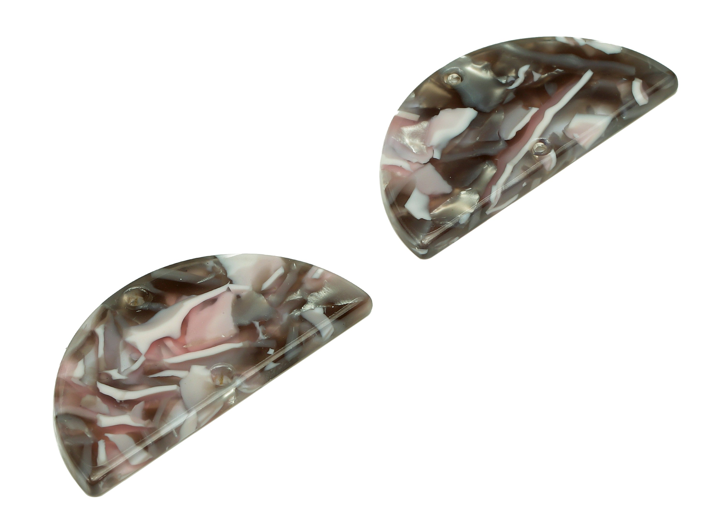 Acetate Semicircle Earring Connectors - Half Moon Charm With 2 Holes - Earring Findings - Color Code: A20 - 37.1x18.6x2.54mm - AC1794-A20 - DOMEDBAZAAR