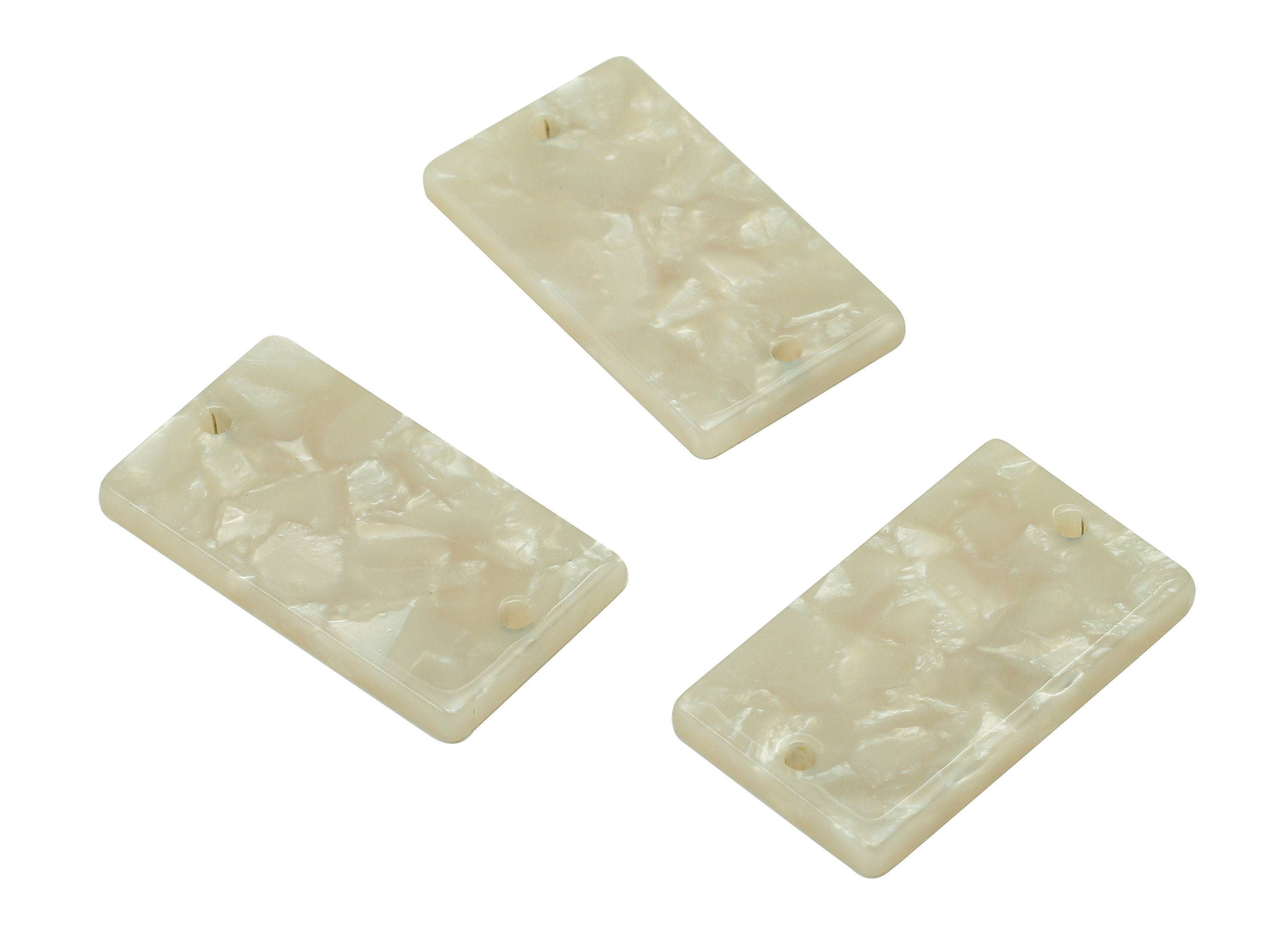 Acetate Rectangle Connectors Earring - Ivory Charm With 2 Holes - Acetate Rectangle Pendant - Color Code: A12 - 25.1x14.5x2.5mm -AC1803-A12 - DOMEDBAZAAR