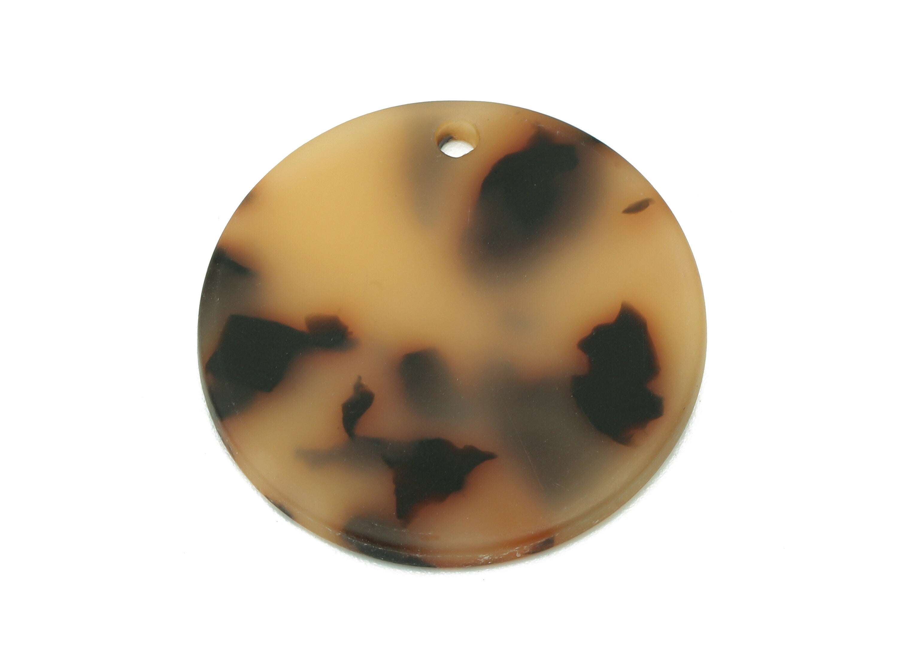 Acetate Round Charms - Blonde Matte Tortoise Shell Earrings - Round Earrings and Pendant - Color Code:A364 - 29.66x29.58x2.6mm - AC1639-A364 - DOMEDBAZAAR