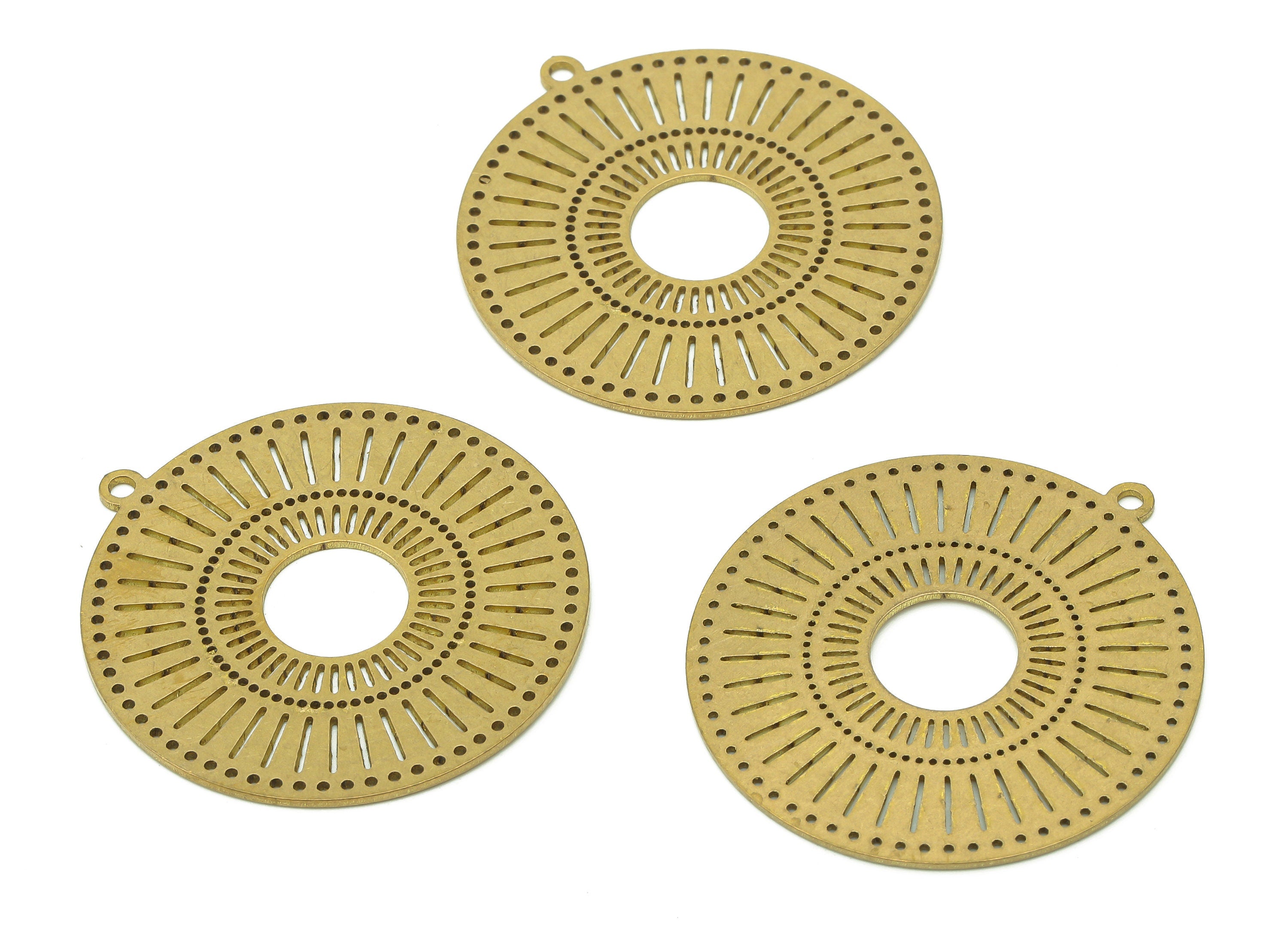 Brass Round Earring Charms - Raw Brass Circle Cutout Earring - Round Pendant With Loop - Circle Charm For Necklace - 34.9x32.5x0.7mm-PPA6637 - DOMEDBAZAAR