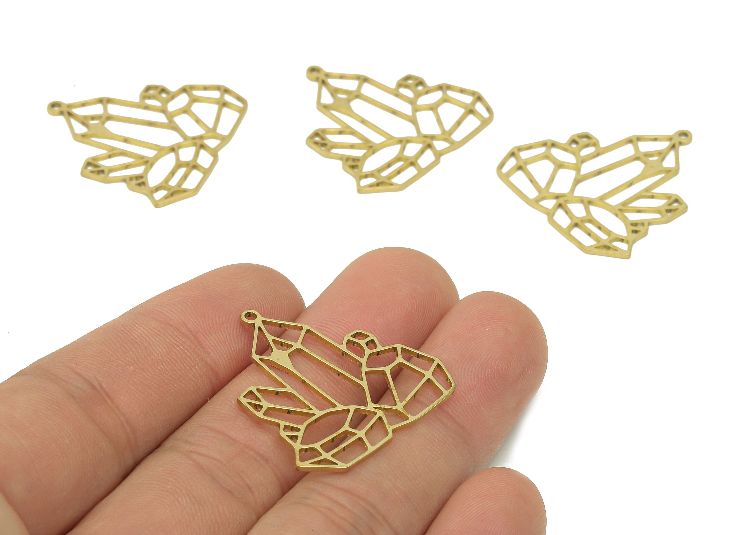 Brass Crystals Tower Earring - Raw Brass Geometry Earring - Tower Pendant With Loop - Tower Charm For Necklace - 29.4x28.8x0.9mm - PPA6707 - DOMEDBAZAAR