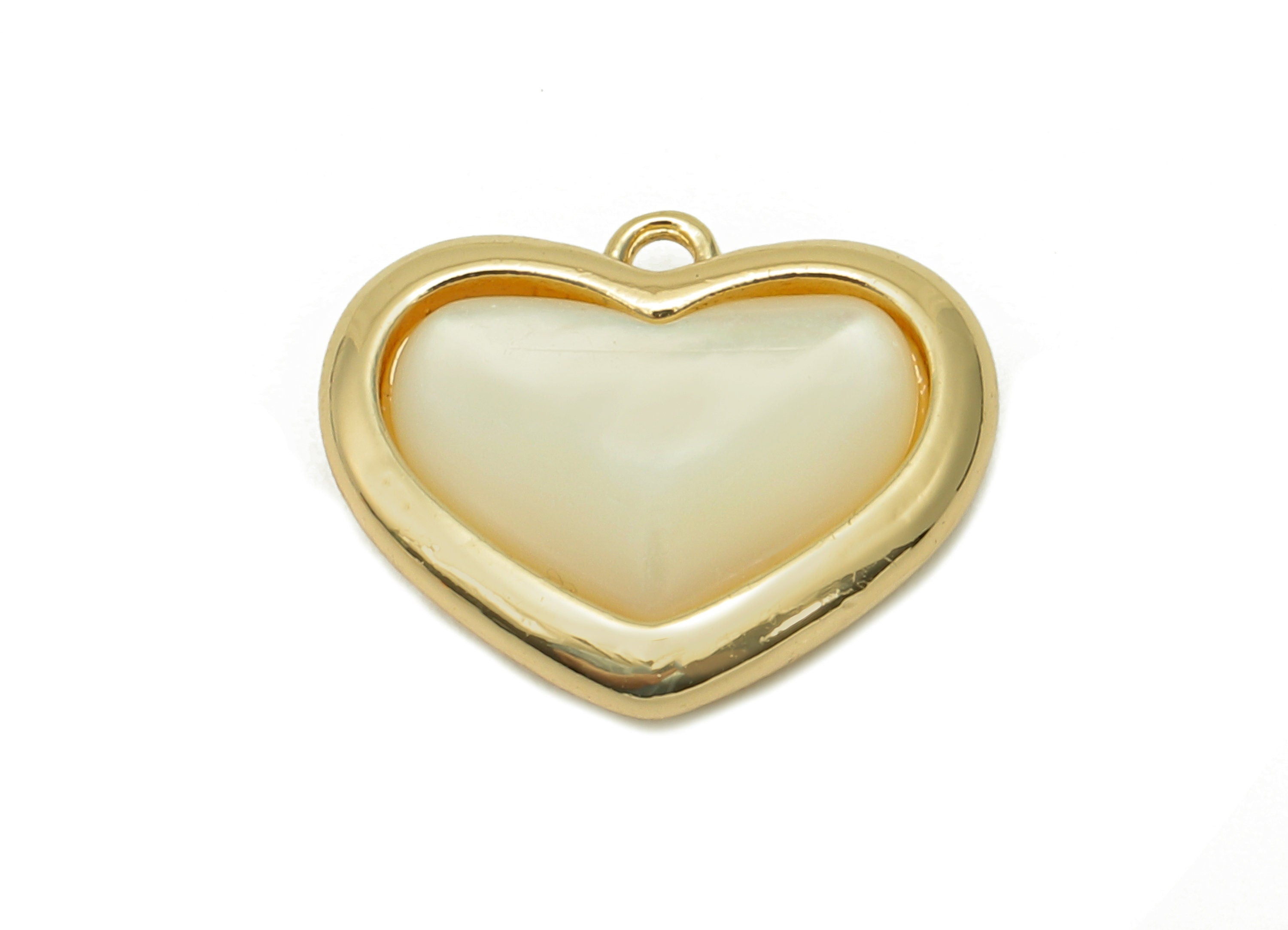 Brass Shell Heart Earring Charm - Gold Shell Heart Earring - Heart Pendant With Loop - 18K Real Gold Plating - 15.1x12.6x4.3mm - RGP5666 - DOMEDBAZAAR