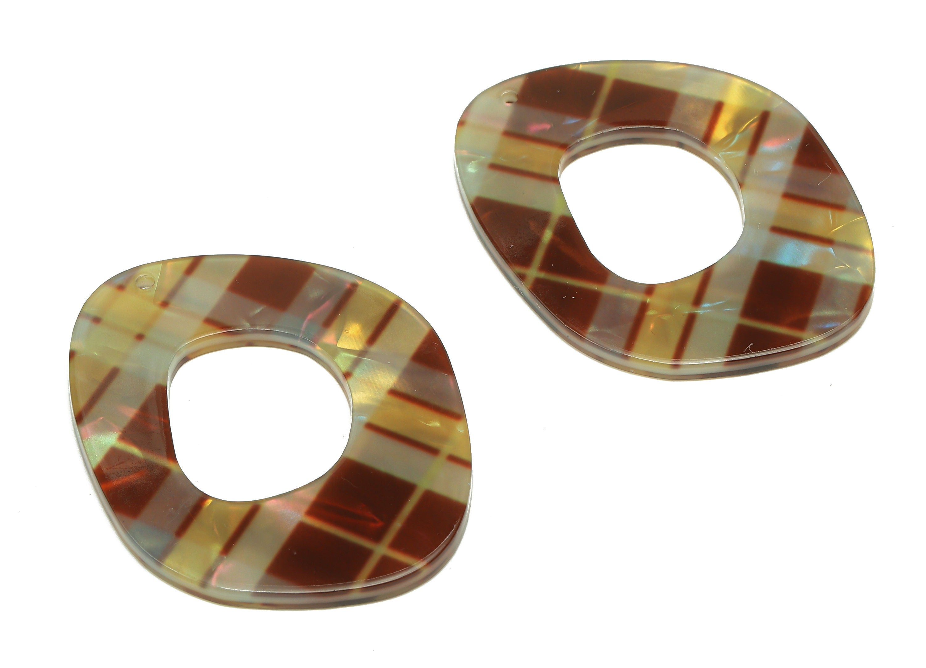 PVC Oval Square Circle Earring Charm - Hollow Circle Pendant With Hole - Earring Findings - Color Code: A870 - 48.5x37x2.5mm - AC2543-A870 - DOMEDBAZAAR