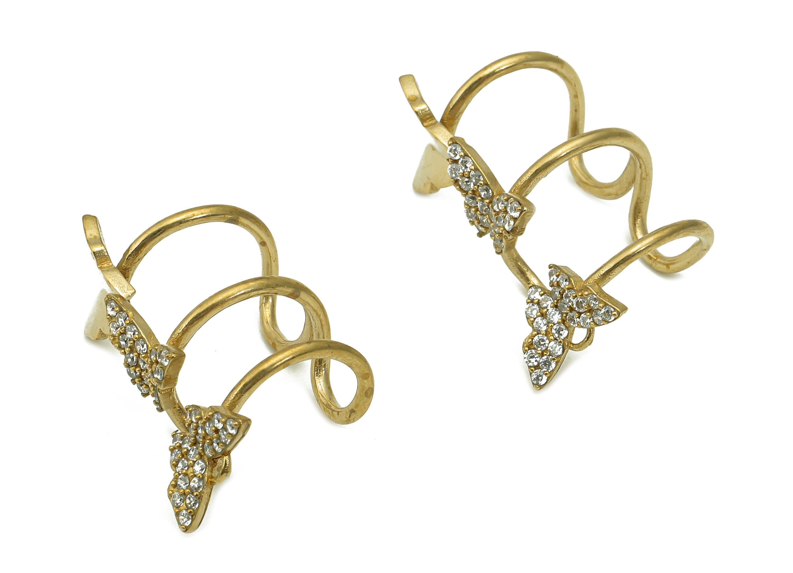 Brass Butterfly Open Round Ring - Raw Brass Cuff Earring With Zircon - C Circle Hoop Hollow Ear Cuff - Gift For Her - 25.8x8.3x1.3mm -PP8084 - DOMEDBAZAAR