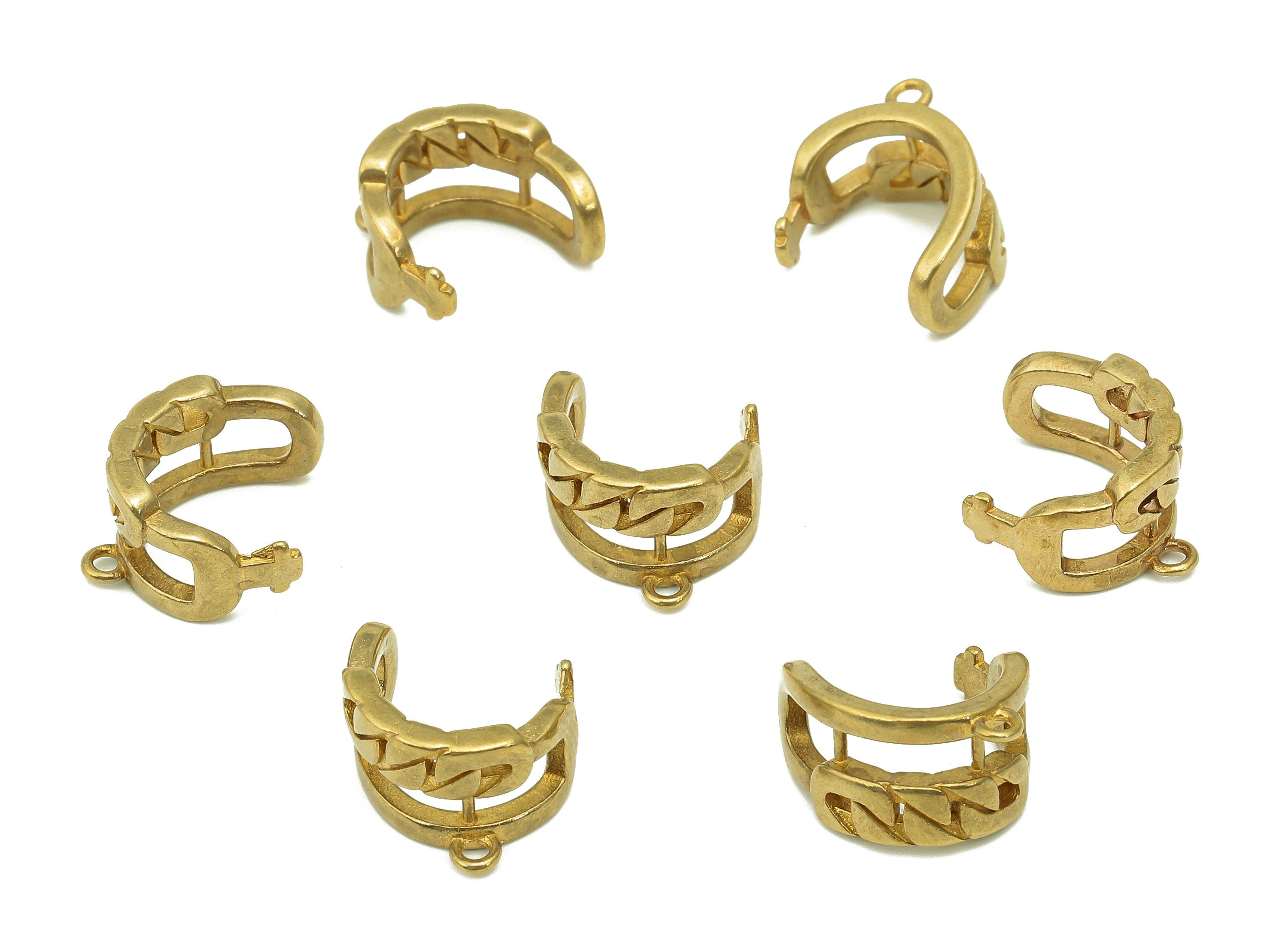 Brass Mini Open Round C Ring - Raw Brass Cuff Earring With Loop - Hoop Hollow Ear Clip - Circle Ear Cuff - 12.3x11.6x1.6mm - PP8085 - DOMEDBAZAAR