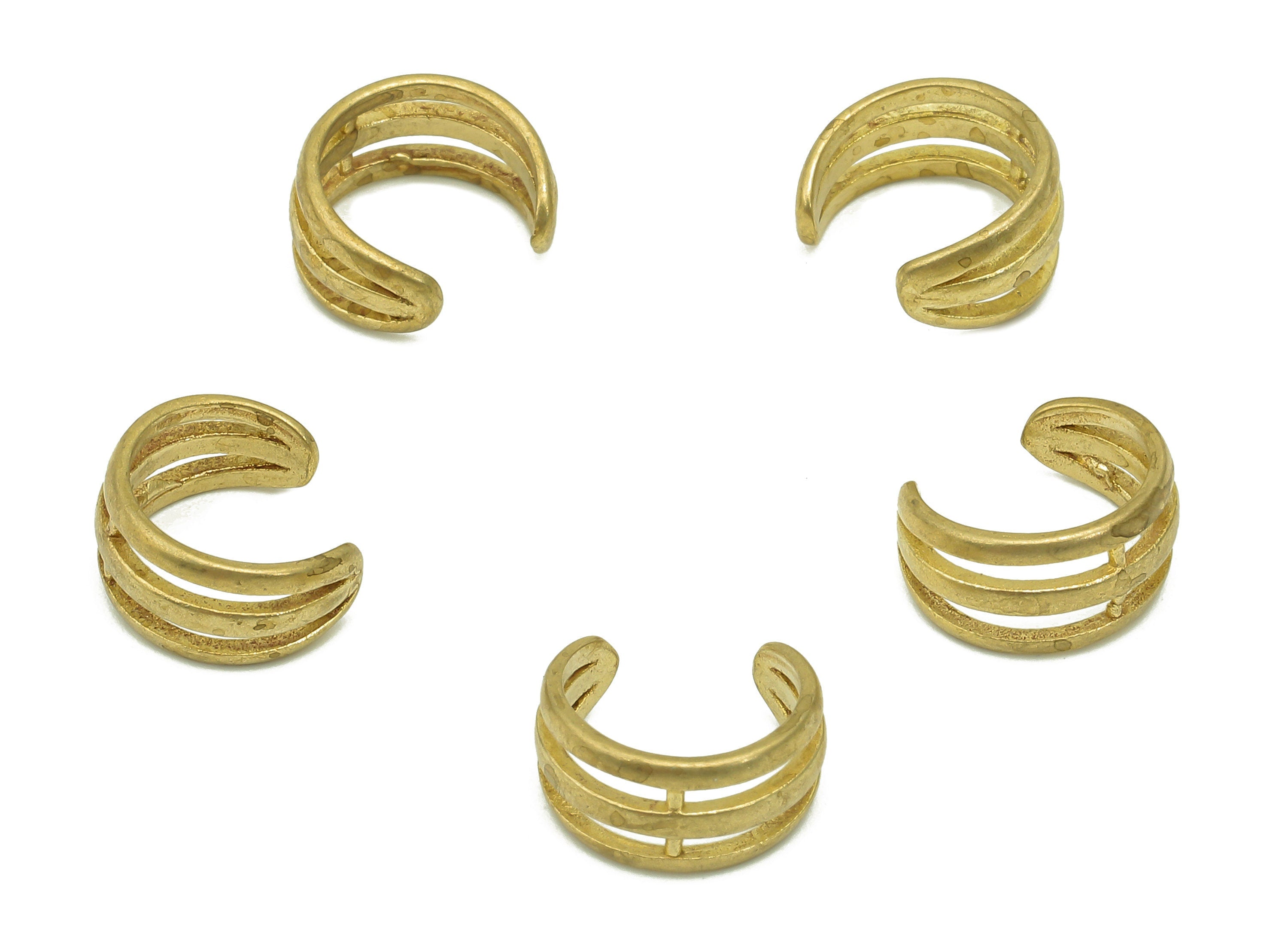 Brass Open Round C Ring - Raw Brass Circle Earring Cuff - Hoop Hollow Ear Clip - Wide Cuff Ear - Wide Ear Cuff - 11.59x10.22x1.15mm - PP8089 - DOMEDBAZAAR