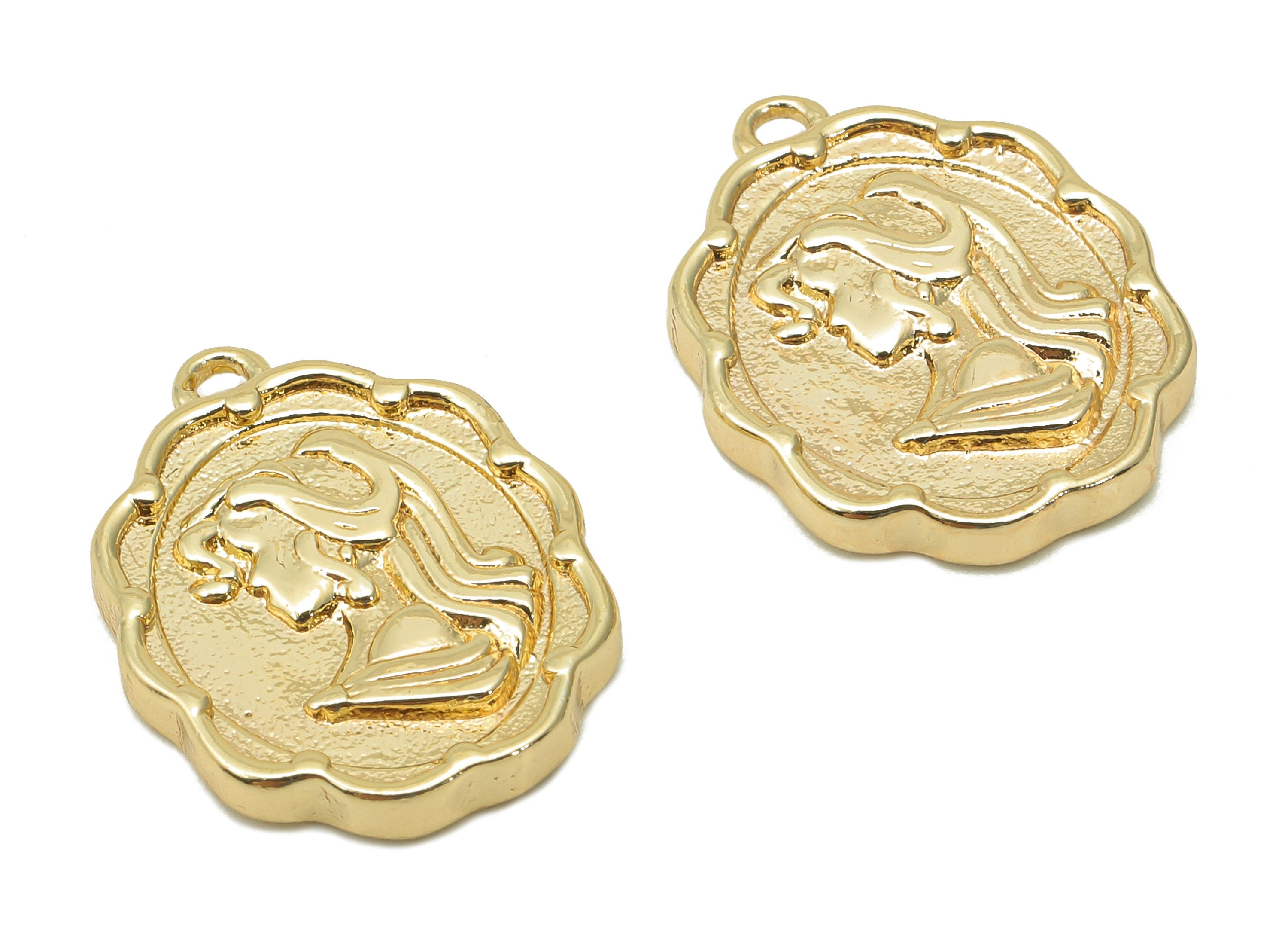 Brass Relief Portrait Oval Earring - Gold Girl Textured Rose Charm - Pendant With Loop - 18K Real Gold Plating - 17.8x13.9x2.2mm - RGP5672 - DOMEDBAZAAR