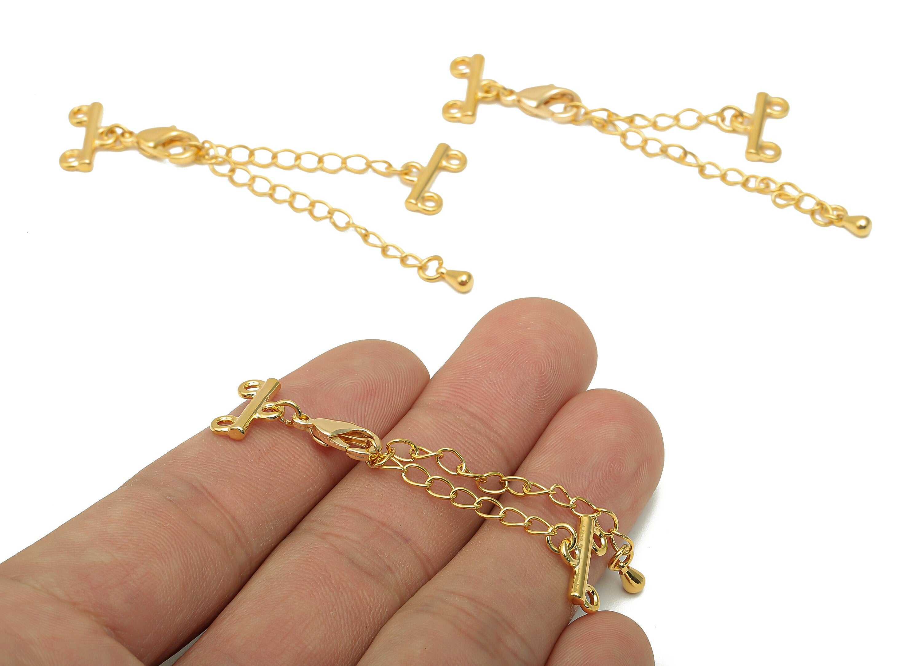 Extender Curb Chain - Bracelet Extender Safety Clasp - Drop Lobster Clasp - Extension Chain 2 Loops - Parrot Clasps-13.2x8.2x2.1mm-RGP5685-2 - DOMEDBAZAAR