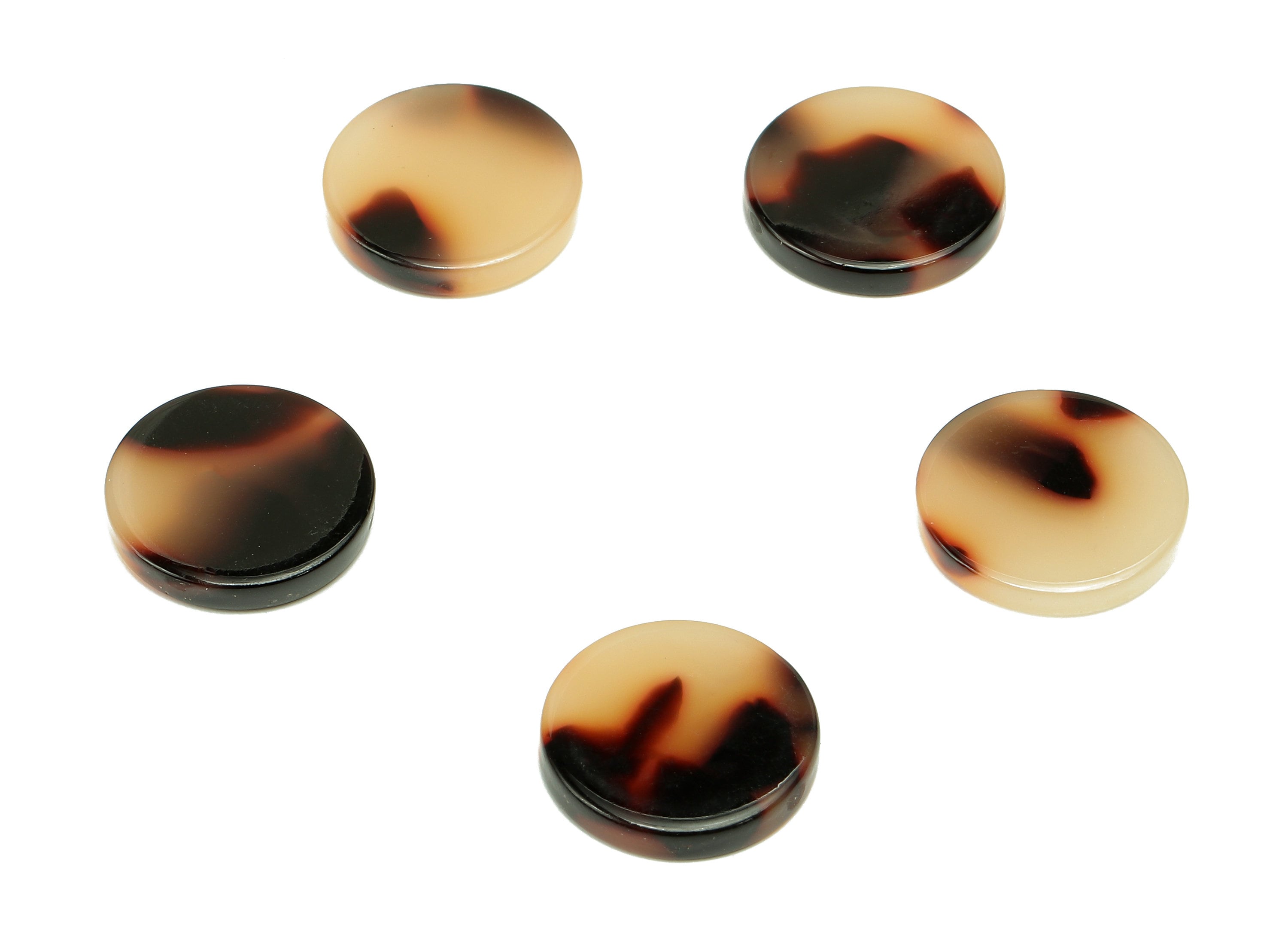 Acetate Mini Coin Earring Charm - Tiny Round Tortoise Shell Earring - Circle Pendant With Hole - Color Code: A07 - 14.8x15x2mm - AC2552-A07 - DOMEDBAZAAR