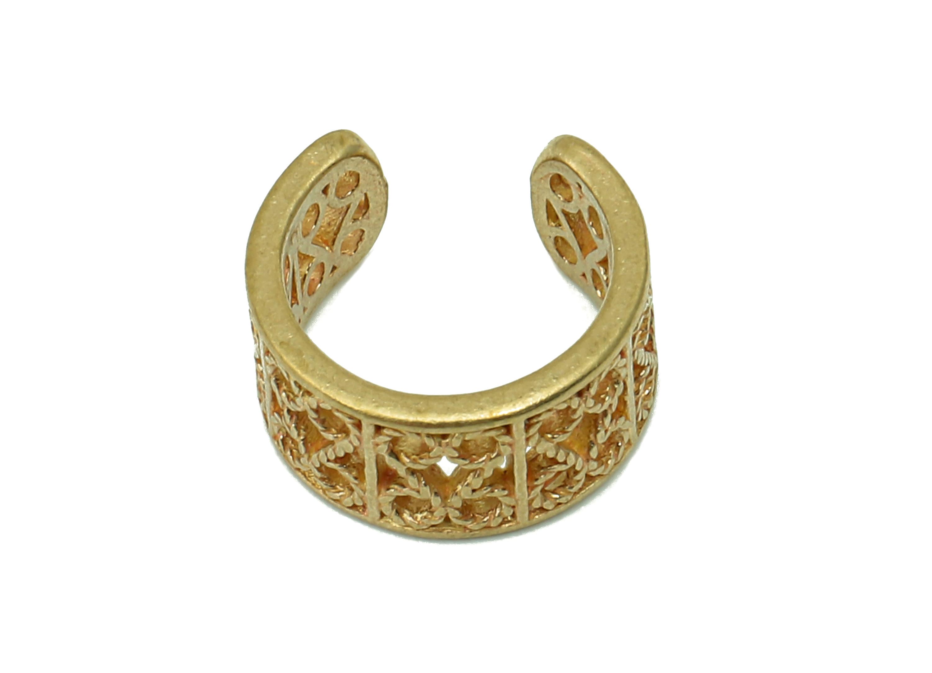 Brass Open Round C Ring - Raw Brass Circle Cuff Ear - Pattern Hoop Hollow Ear Clip - Wide Earring Cuff - Ear Cuff - 11x5.6x1mm - PP8160 - DOMEDBAZAAR