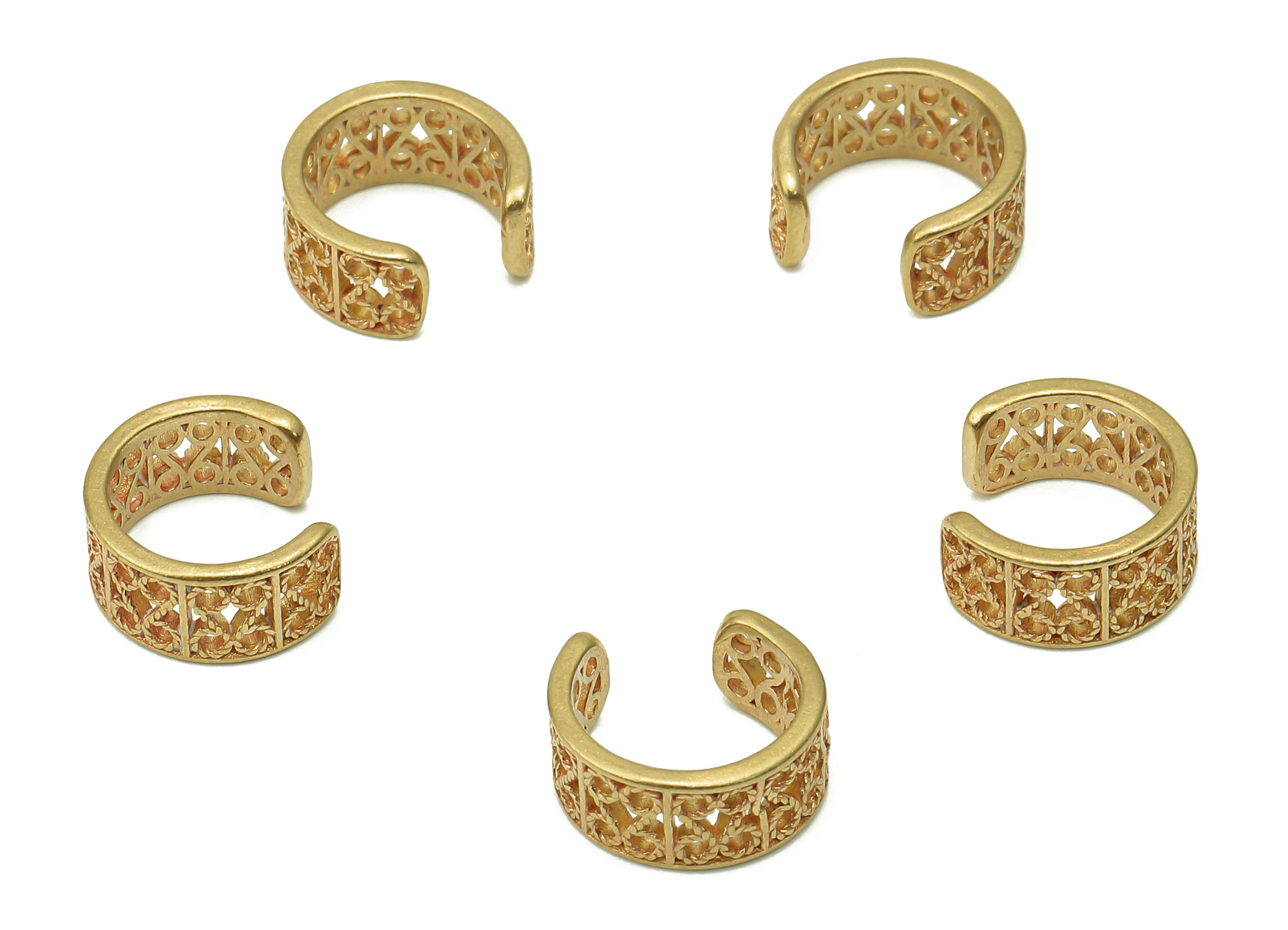 Brass Open Round C Ring - Raw Brass Circle Cuff Ear - Pattern Hoop Hollow Ear Clip - Wide Earring Cuff - Ear Cuff - 11x5.6x1mm - PP8160 - DOMEDBAZAAR