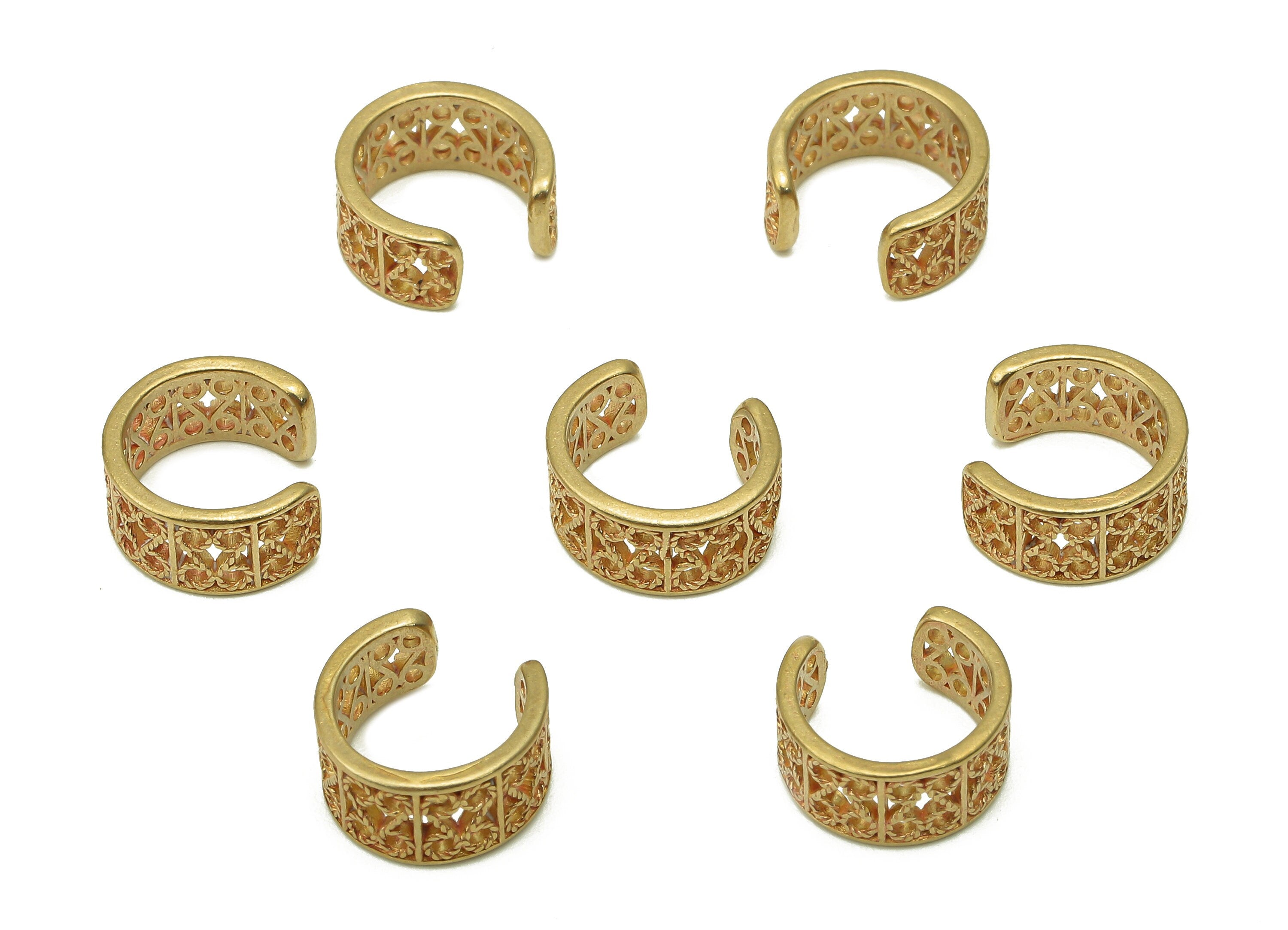 Brass Open Round C Ring - Raw Brass Circle Cuff Ear - Pattern Hoop Hollow Ear Clip - Wide Earring Cuff - Ear Cuff - 11x5.6x1mm - PP8160 - DOMEDBAZAAR