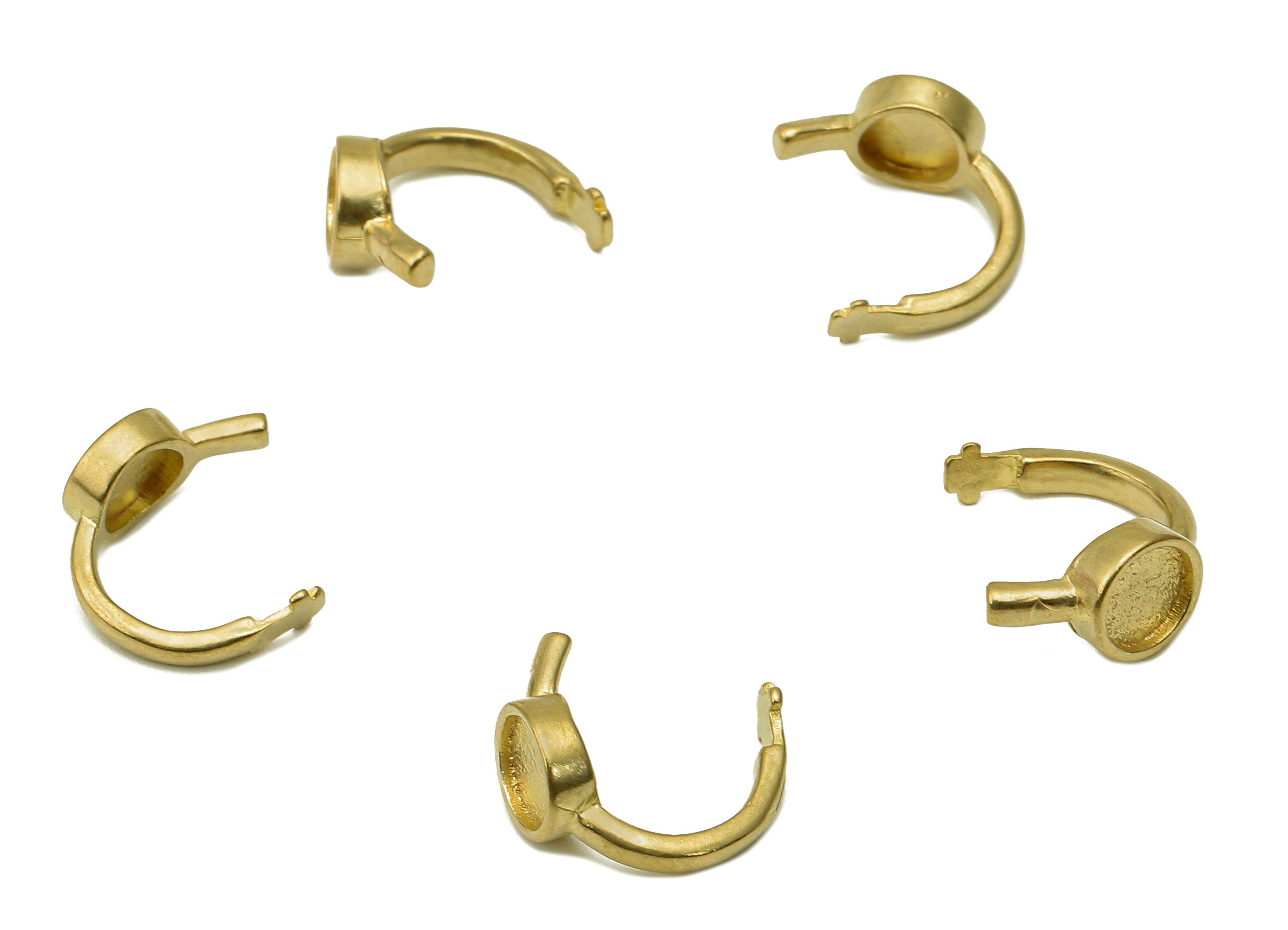 Brass Round Bezel Cup Open Ring - Raw Brass Settings Ear Cuff - Hoop Cabachon Earring Cuff - Rope Texture Cuff Ear - 12.4x11x2.5mm - PP8161 - DOMEDBAZAAR