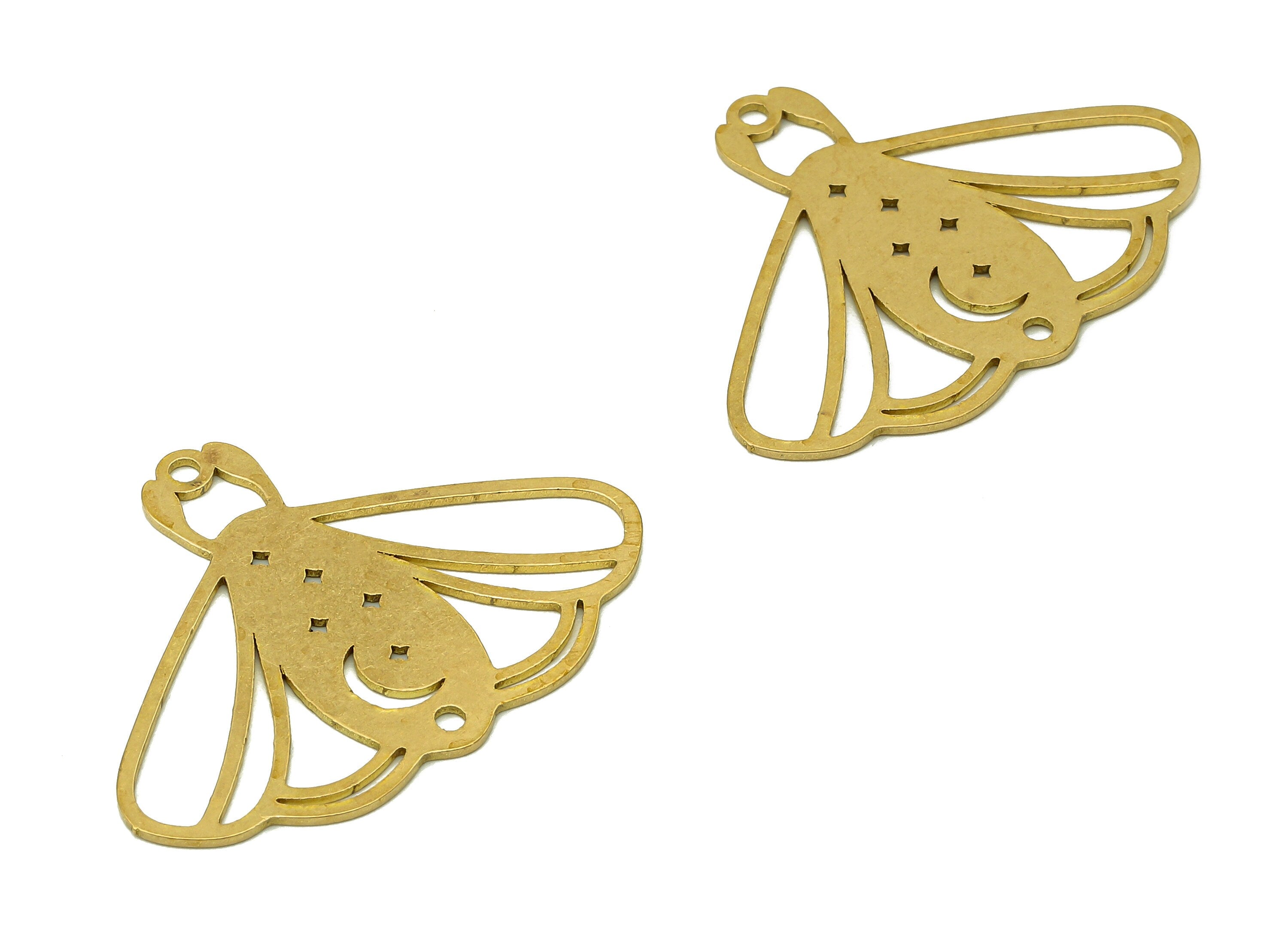 Brass Moth Earring Charms - Raw Brass Moon Cutout Earring - Star Pendant With Loop - Charm For Necklace - 31.9x24.2x0.7mm - PPA6675 - DOMEDBAZAAR