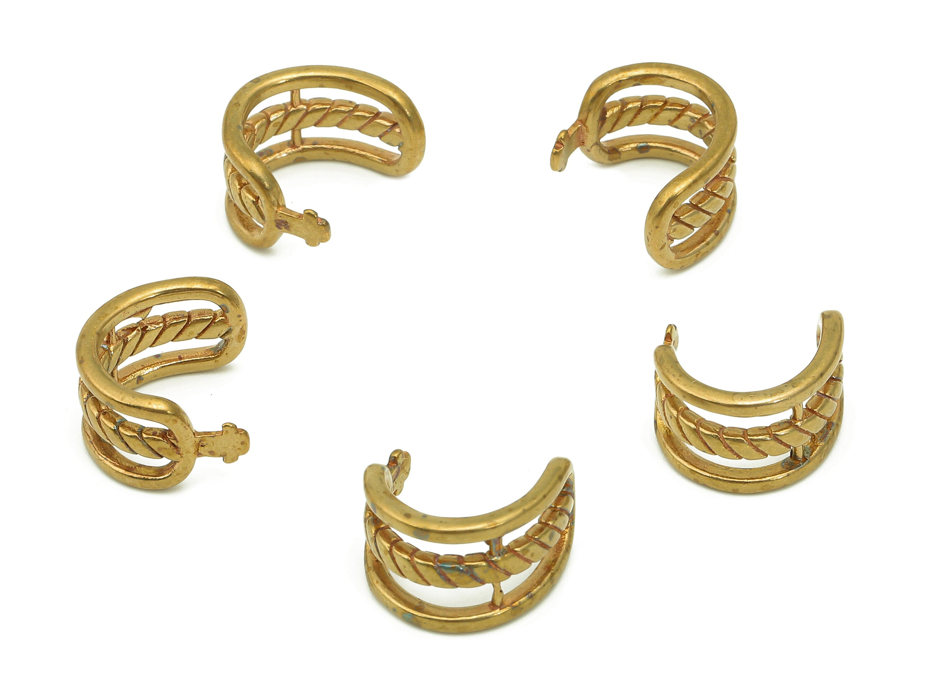 Brass Wide Semicircle Hoop Ring - Raw Brass Crescent Ear Cuff - Huggie Hoop Cuff Earring - Earring Cuff Charm - 12.8x11.2x1.4mm - PP8090 - DOMEDBAZAAR