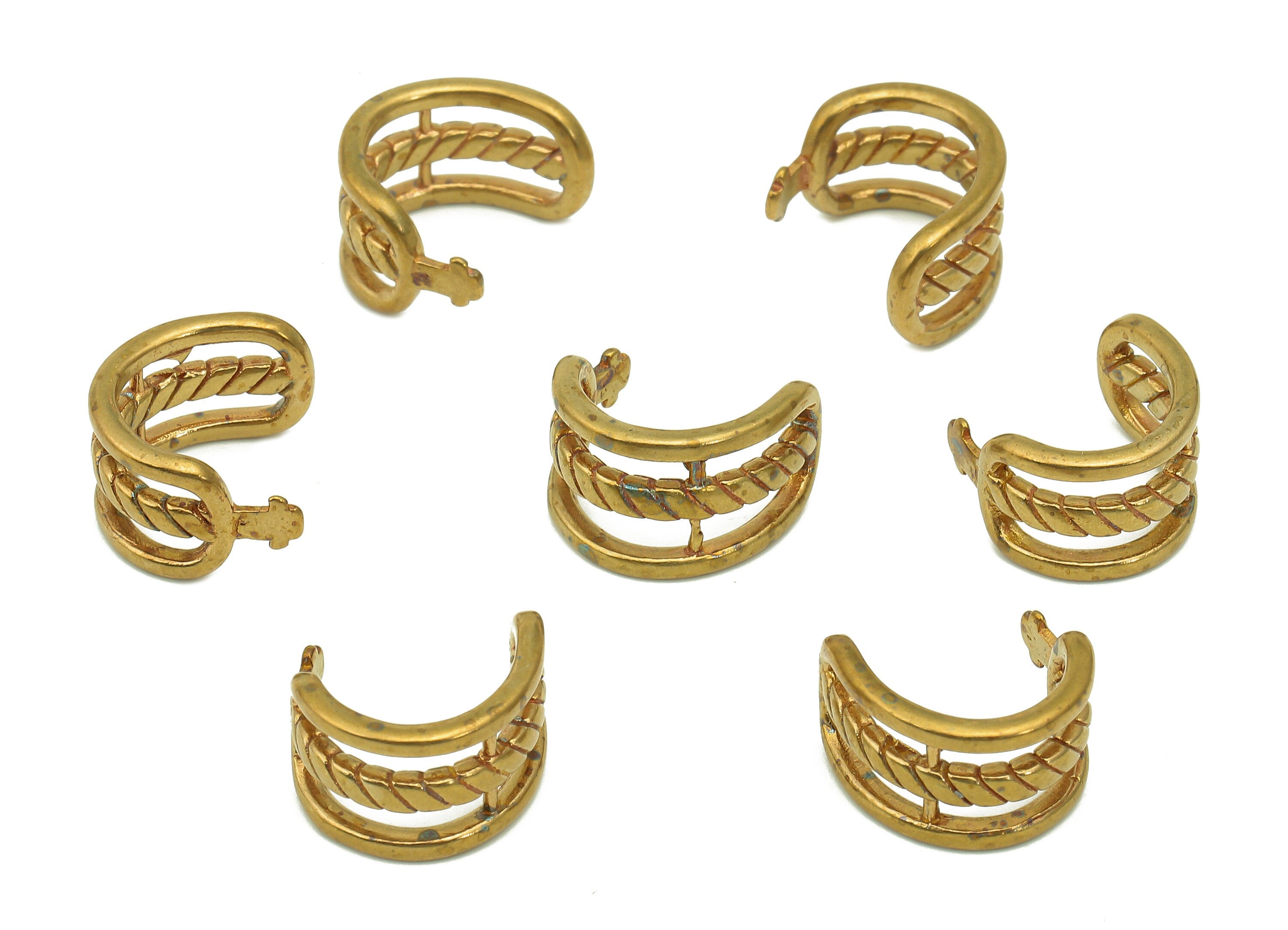 Brass Wide Semicircle Hoop Ring - Raw Brass Crescent Ear Cuff - Huggie Hoop Cuff Earring - Earring Cuff Charm - 12.8x11.2x1.4mm - PP8090 - DOMEDBAZAAR