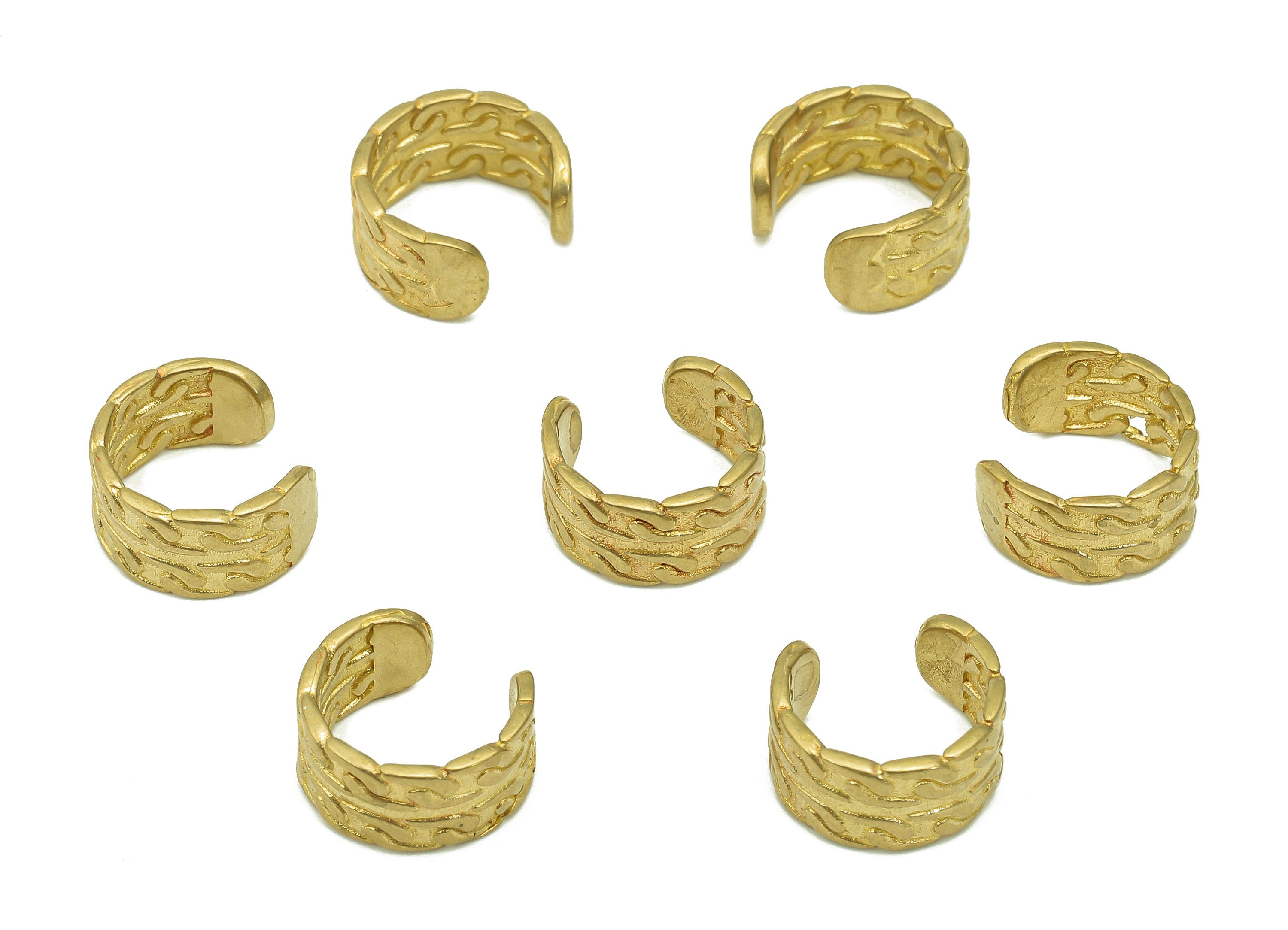 Brass Crescent Open Round C Ring - Raw Brass Huggie Hoop Earring Clip - Textured Cuff Ear - Semicircle Earring Cuff - 11.9x11x0.9mm - PP8091 - DOMEDBAZAAR