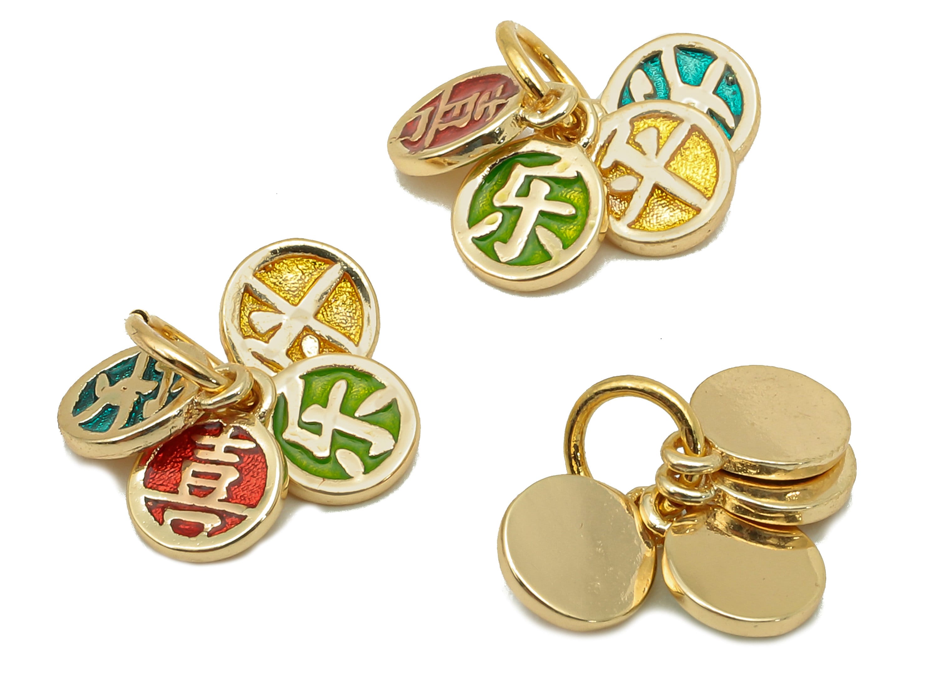 Brass Mini Round Earring Charm - Enamel Mini Circle For Bracelet - Word Necklace Pendant - 18K Real Gold Plating - 10.2x3.7x0.7mm - RGP5738 - DOMEDBAZAAR
