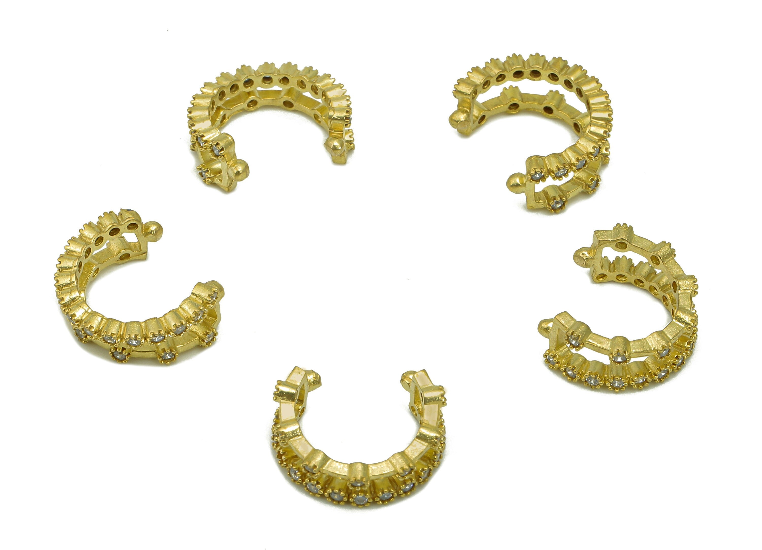 Brass Mini Open Round C Ring - Raw Brass Zircon Ear Cuff  - Huggie Hoop Ear Clip - Hoop Cuff Earring - 12.7x10.95x1.75mm - PP8095 - DOMEDBAZAAR
