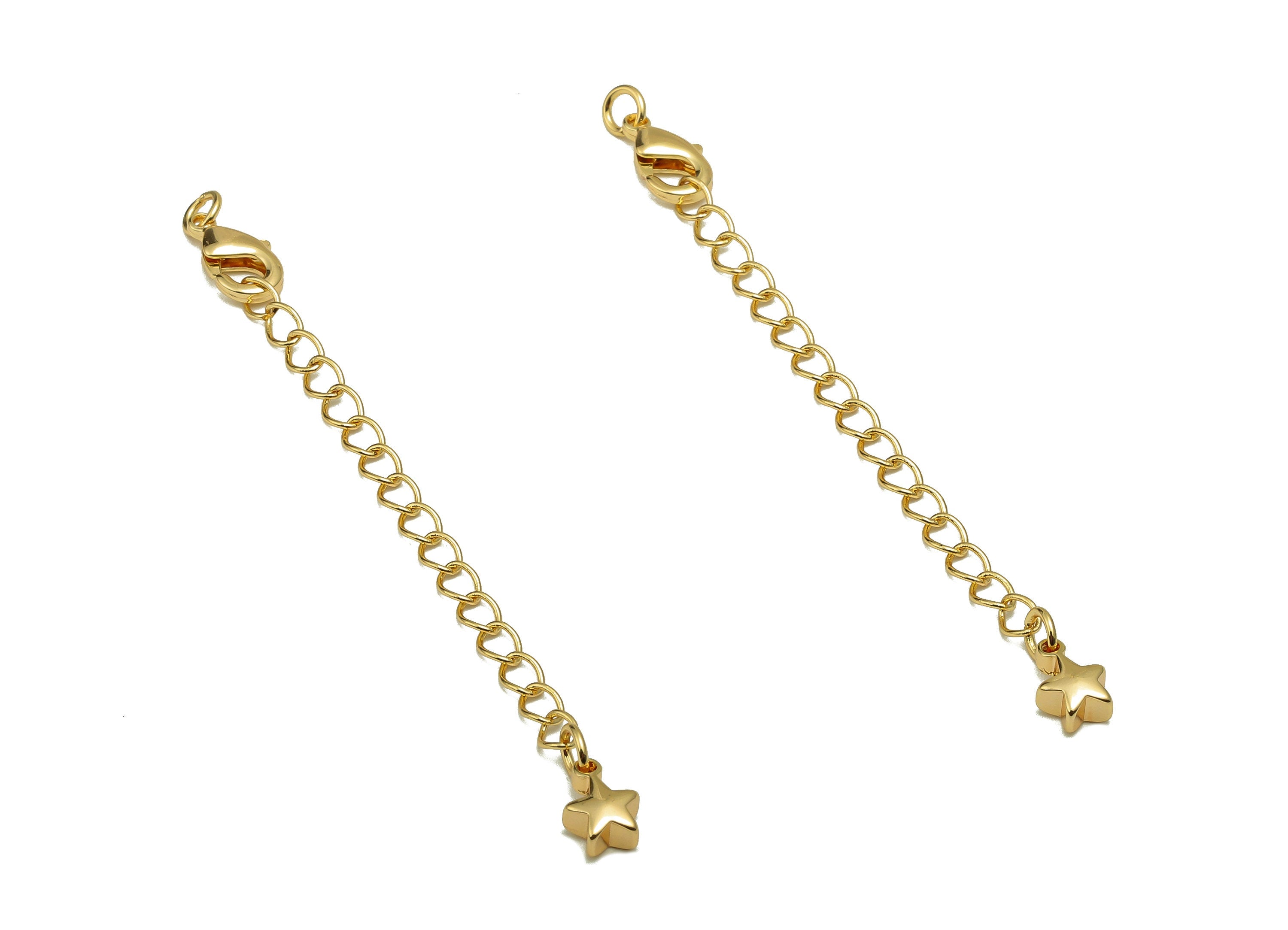 Extender Curb Chain - Extender Safety Clasp - Star Lobster Clasp - Extension Chain - Parrot Clasps - 18K Real Gold Plating -68x5x2mm-RGP5562 - DOMEDBAZAAR