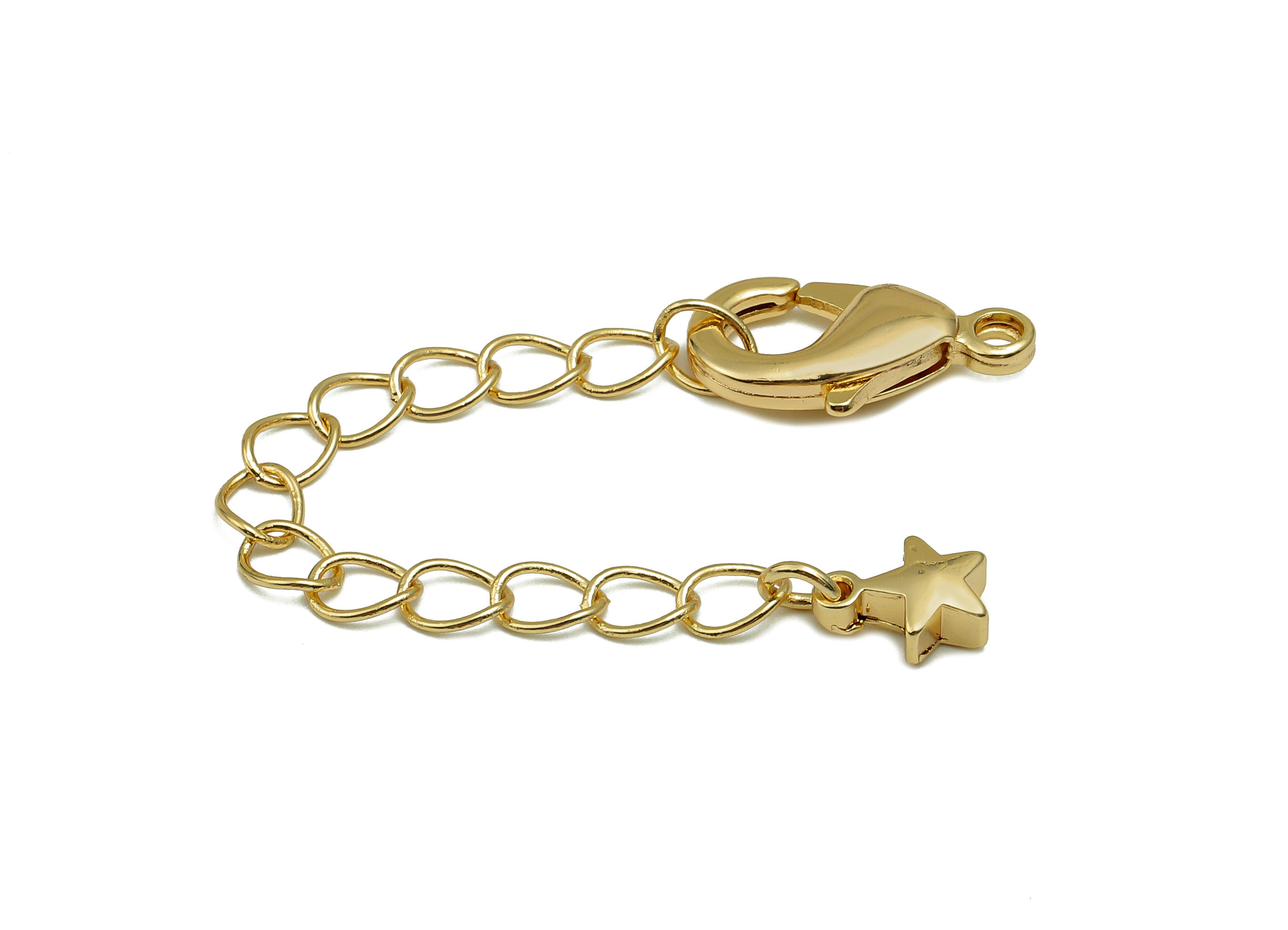 Extender Curb Chain - Extender Safety Clasp - Star Lobster Clasp - Extension Chain - Parrot Clasps - 18K Real Gold Plating -72x8x3mm-RGP5563 - DOMEDBAZAAR