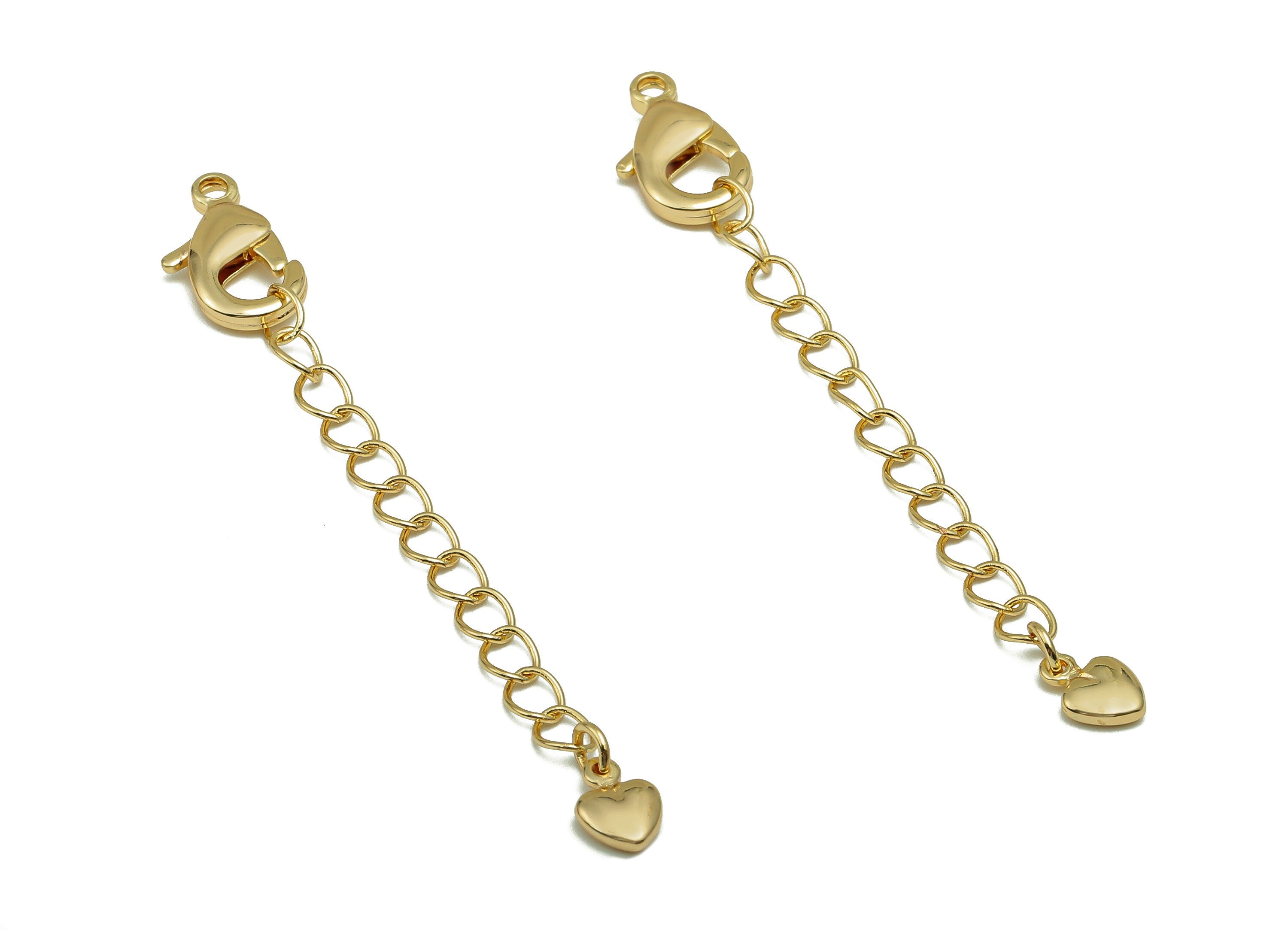 Extender Curb Chain - Extender Safety Clasp - Heart Lobster Clasp - Extension Chain - Parrot Clasps -18K Real Gold Plating -74x8x3mm-RGP5564 - DOMEDBAZAAR