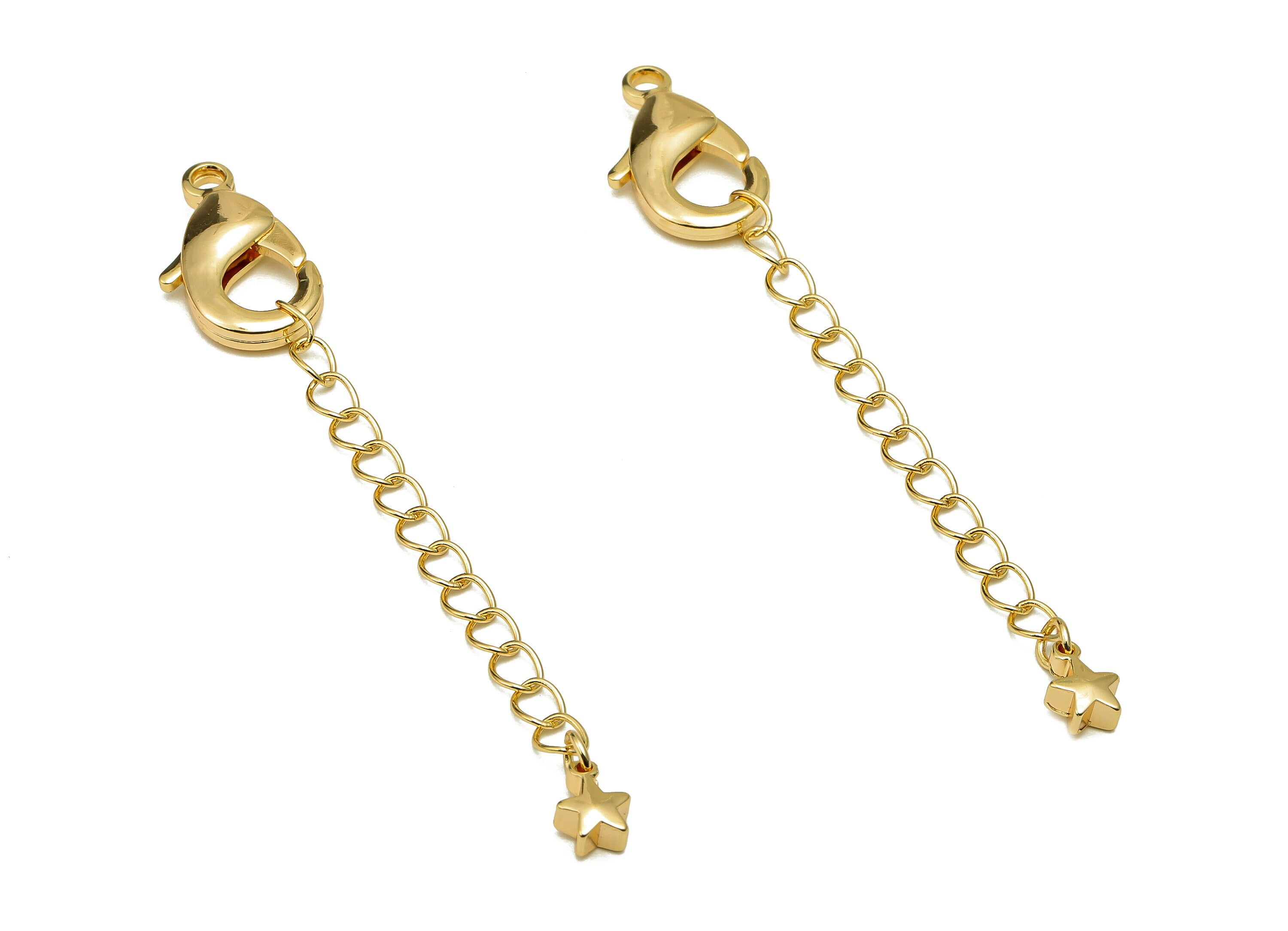 Extender Curb Chain - Extender Safety Clasp - Star Lobster Clasp - Extension Chain - Parrot Clasps -18K Real Gold Plating -74x11x4mm-RGP5565 - DOMEDBAZAAR