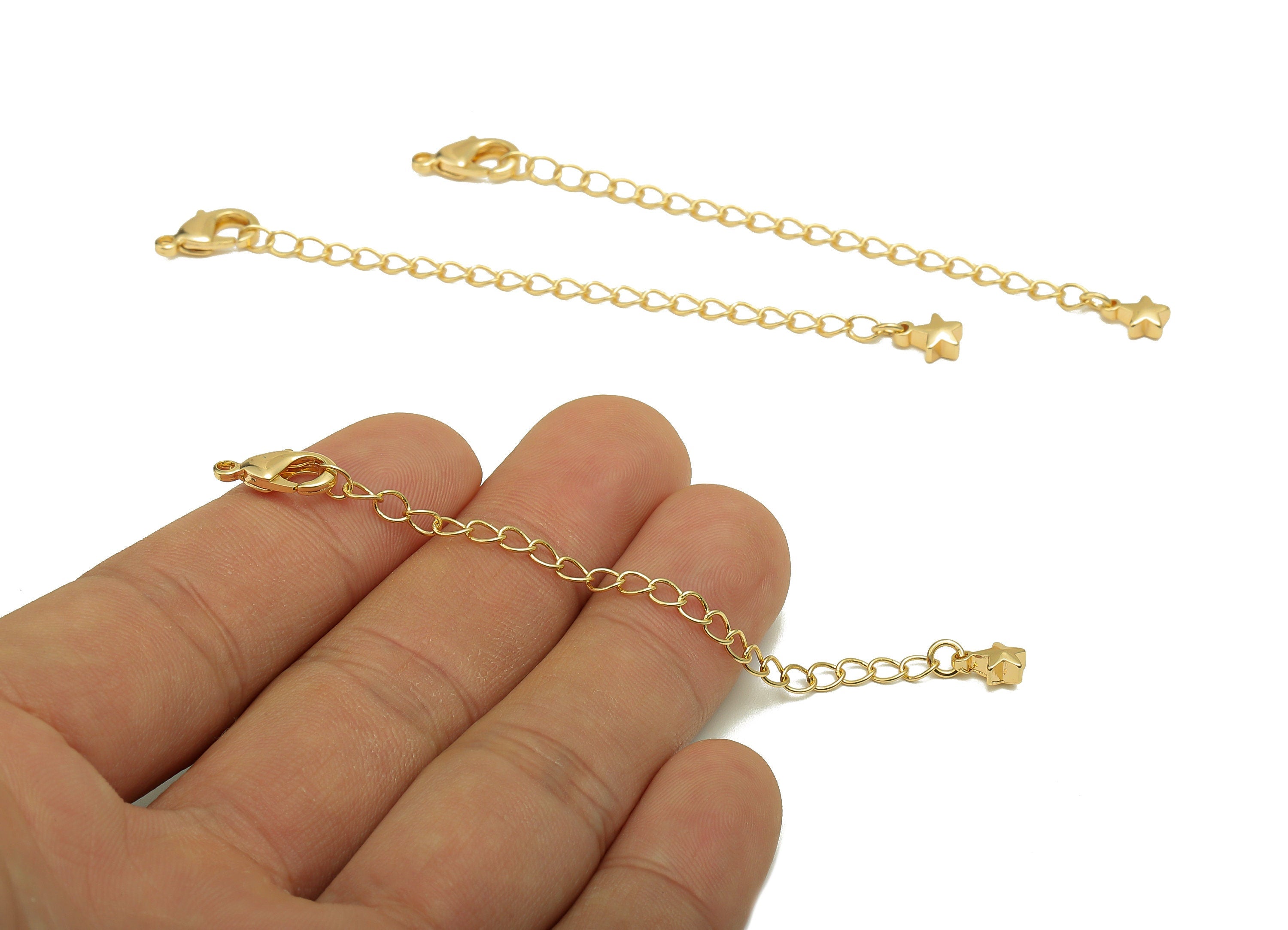 Extender Curb Chain - Extender Safety Clasp - Star Lobster Clasp - Extension Chain - Parrot Clasps -18K Real Gold Plating -87x7x3mm-RGP5566 - DOMEDBAZAAR