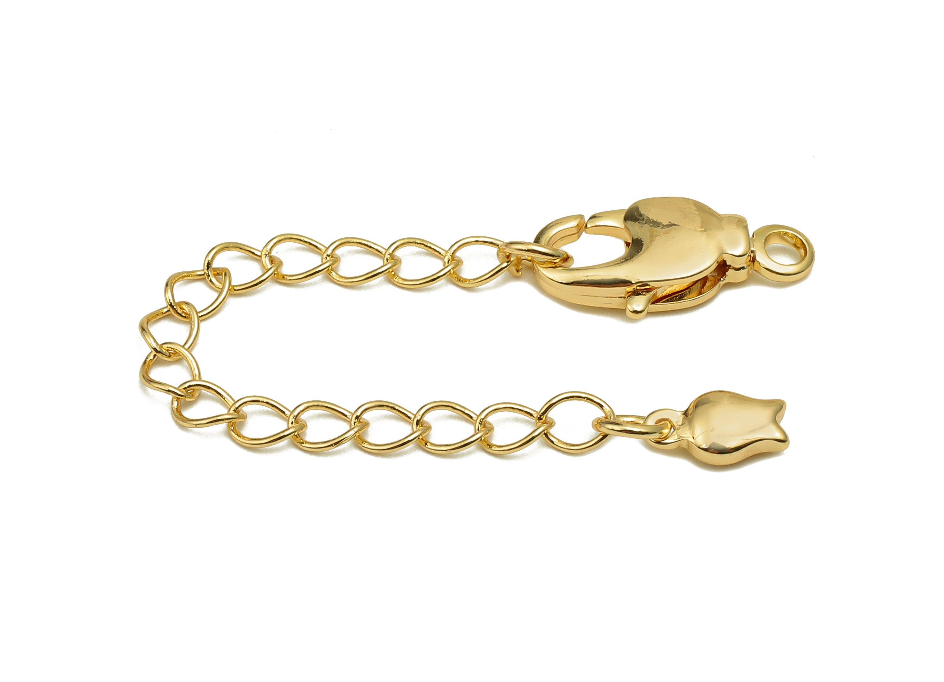 Extender Curb Chain - Extender Safety Clasp - Rose Lobster Clasp - Extension Chain - Parrot Clasps - 18K Real Gold Plating -76x7x3mm-RGP5567 - DOMEDBAZAAR
