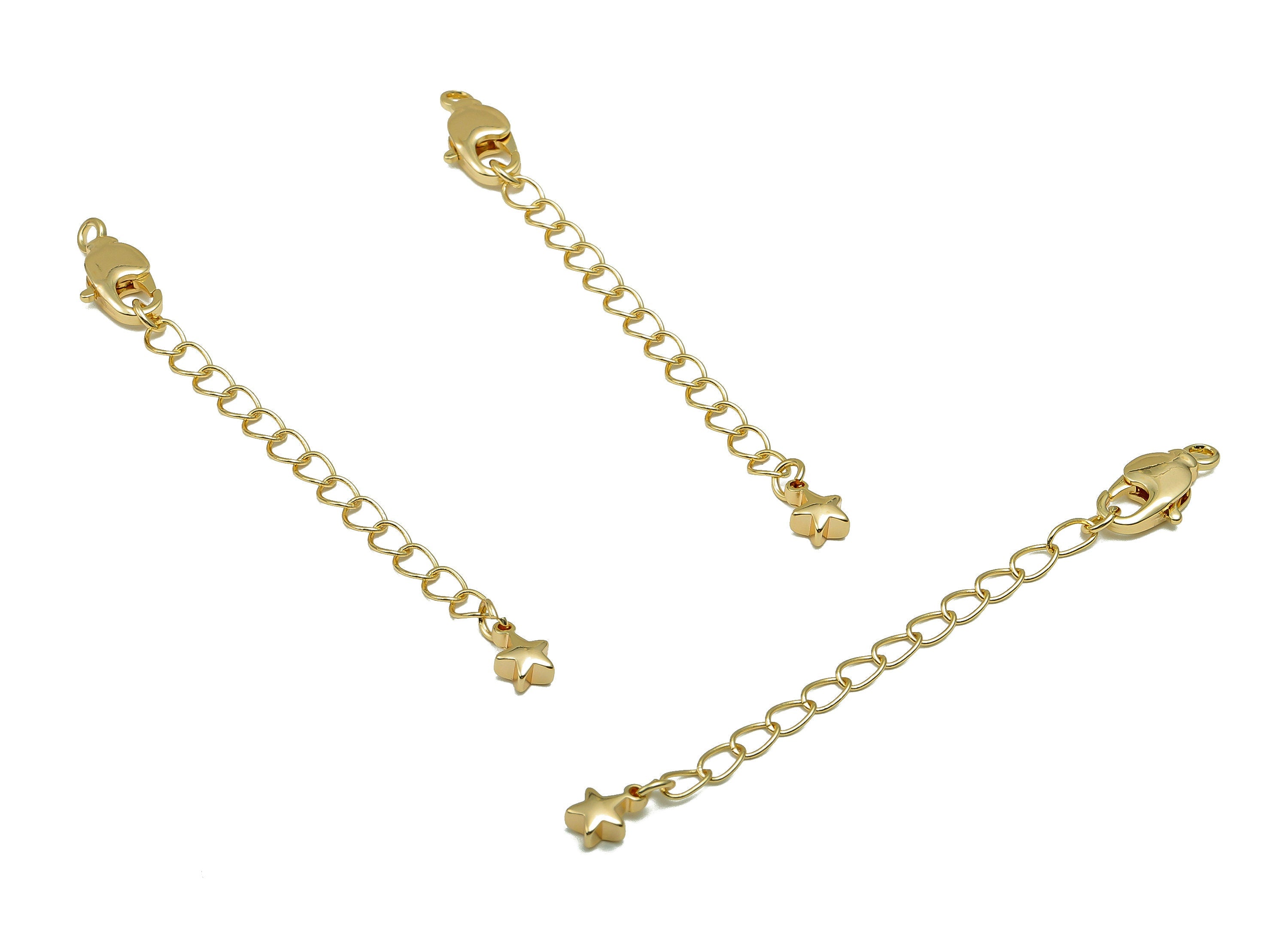 Extender Curb Chain - Extender Safety Clasp - Star Lobster Clasp - Extension Chain - Parrot Clasps - 18K Real Gold Plating -75x7x3mm-RGP5568 - DOMEDBAZAAR