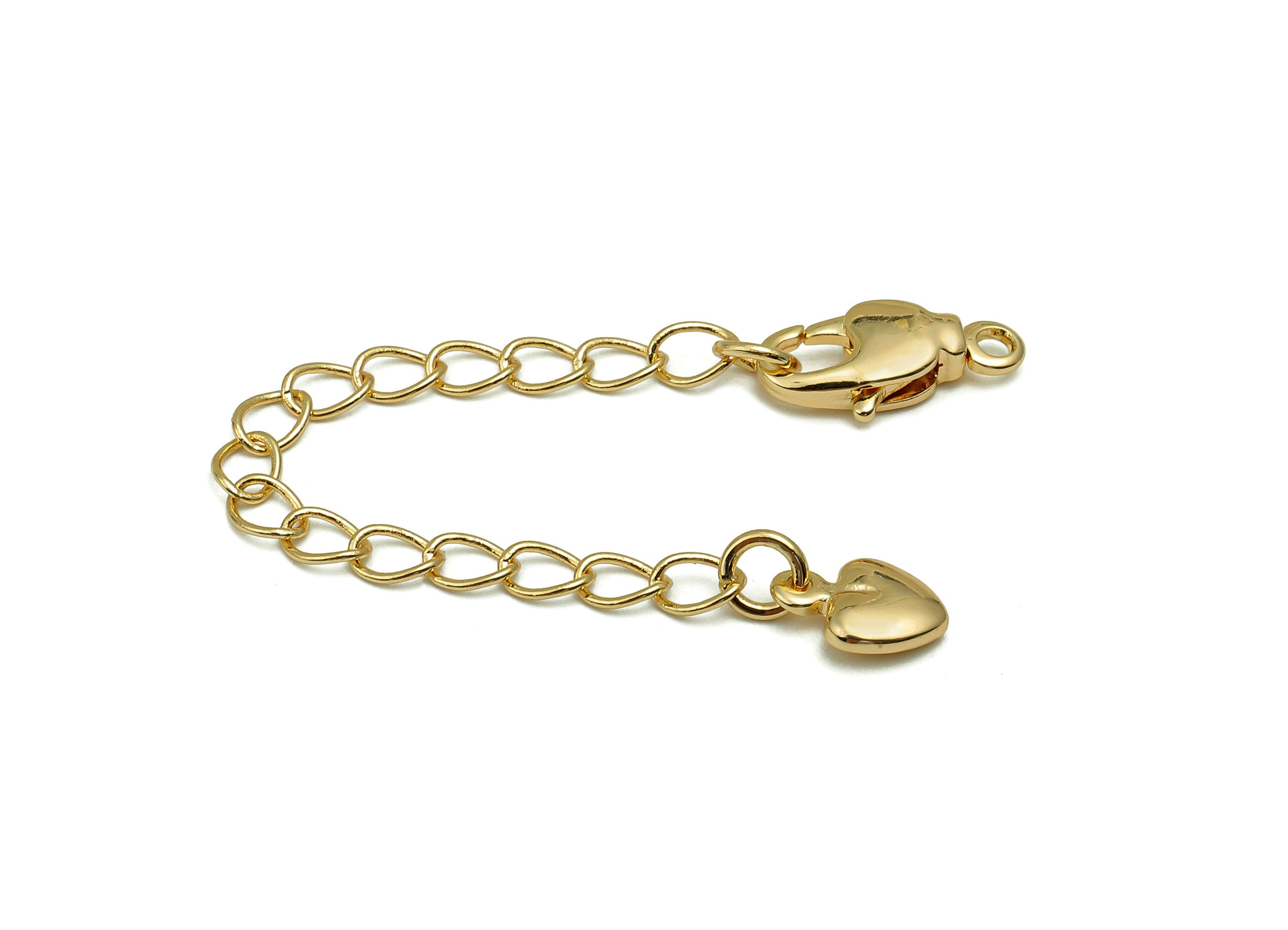 Extender Curb Chain - Extender Safety Clasp - Heart Lobster Clasp - Extension Chain - Parrot Clasps -18K Real Gold Plating -71x6x3mm-RGP5571 - DOMEDBAZAAR