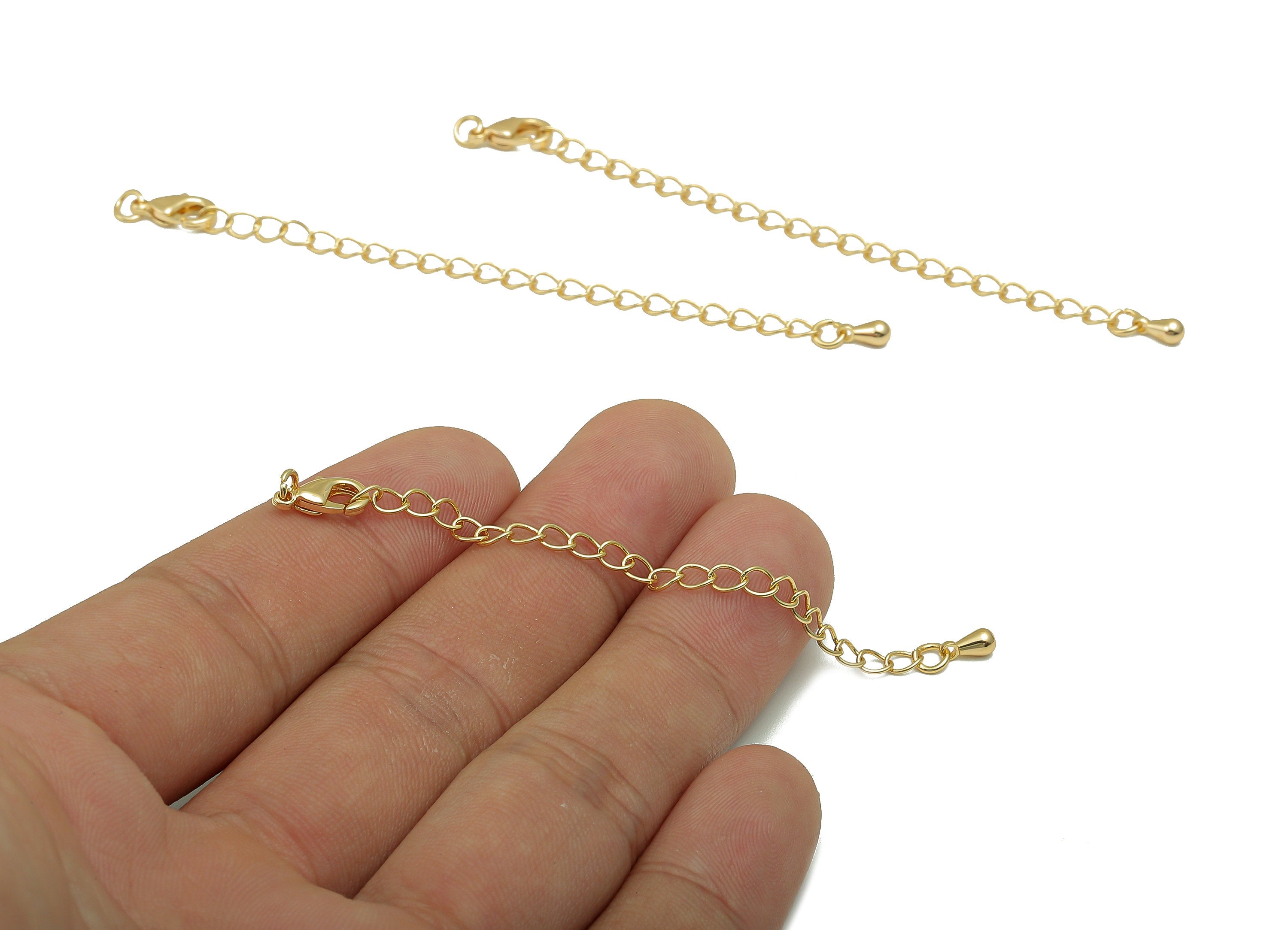 Extender Curb Chain - Extender Safety Clasp - Drop Lobster Clasp - Extension Chain - Parrot Clasps - 18K Real Gold Plating -87x5x2mm-RGP5572 - DOMEDBAZAAR