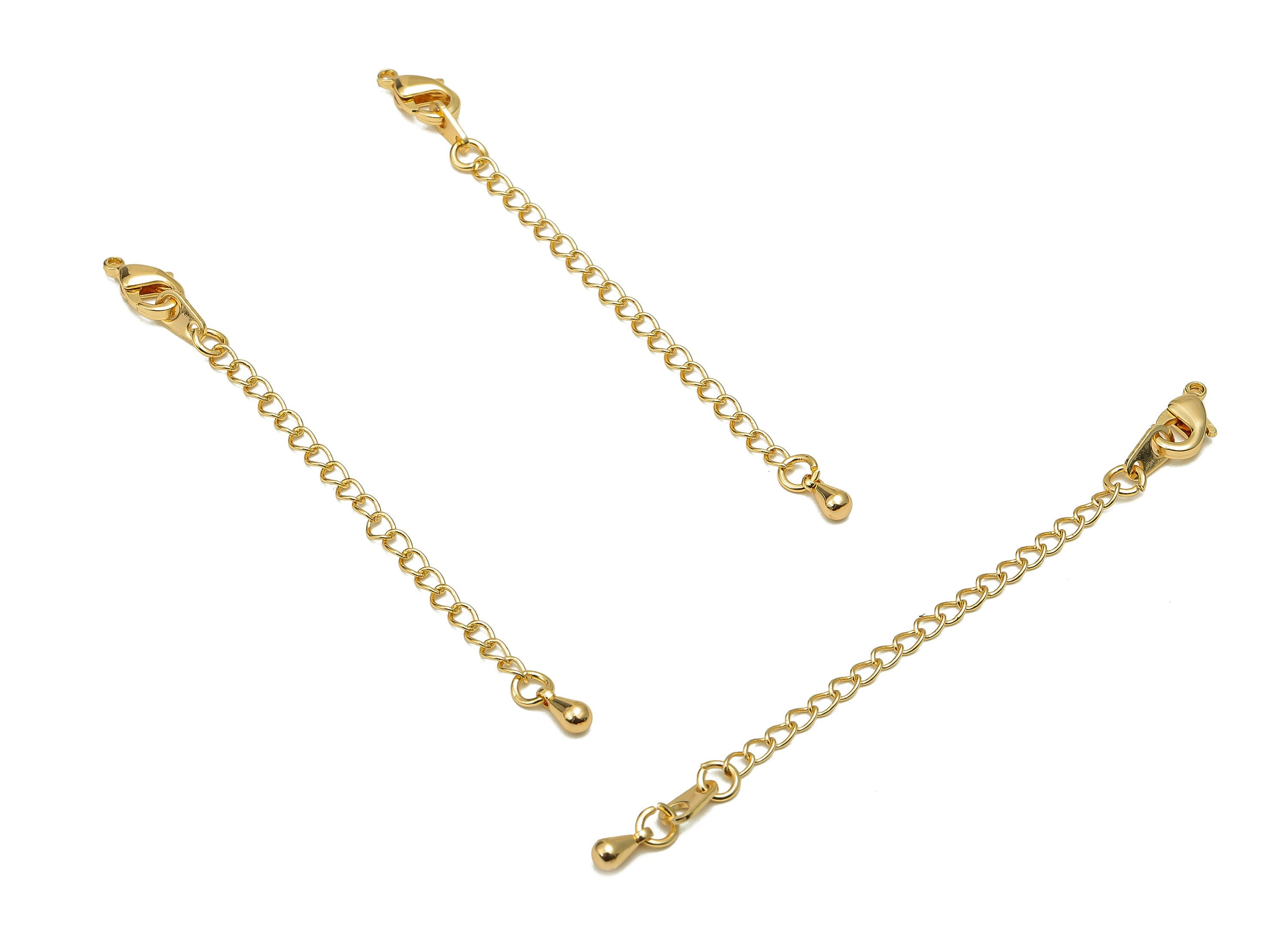 Extender Curb Chain - Extender Safety Clasp - Lobster Clasp - Extension chain - Double Parrot Clasps -18K Real Gold Plating-71x5x3mm-RGP5573 - DOMEDBAZAAR