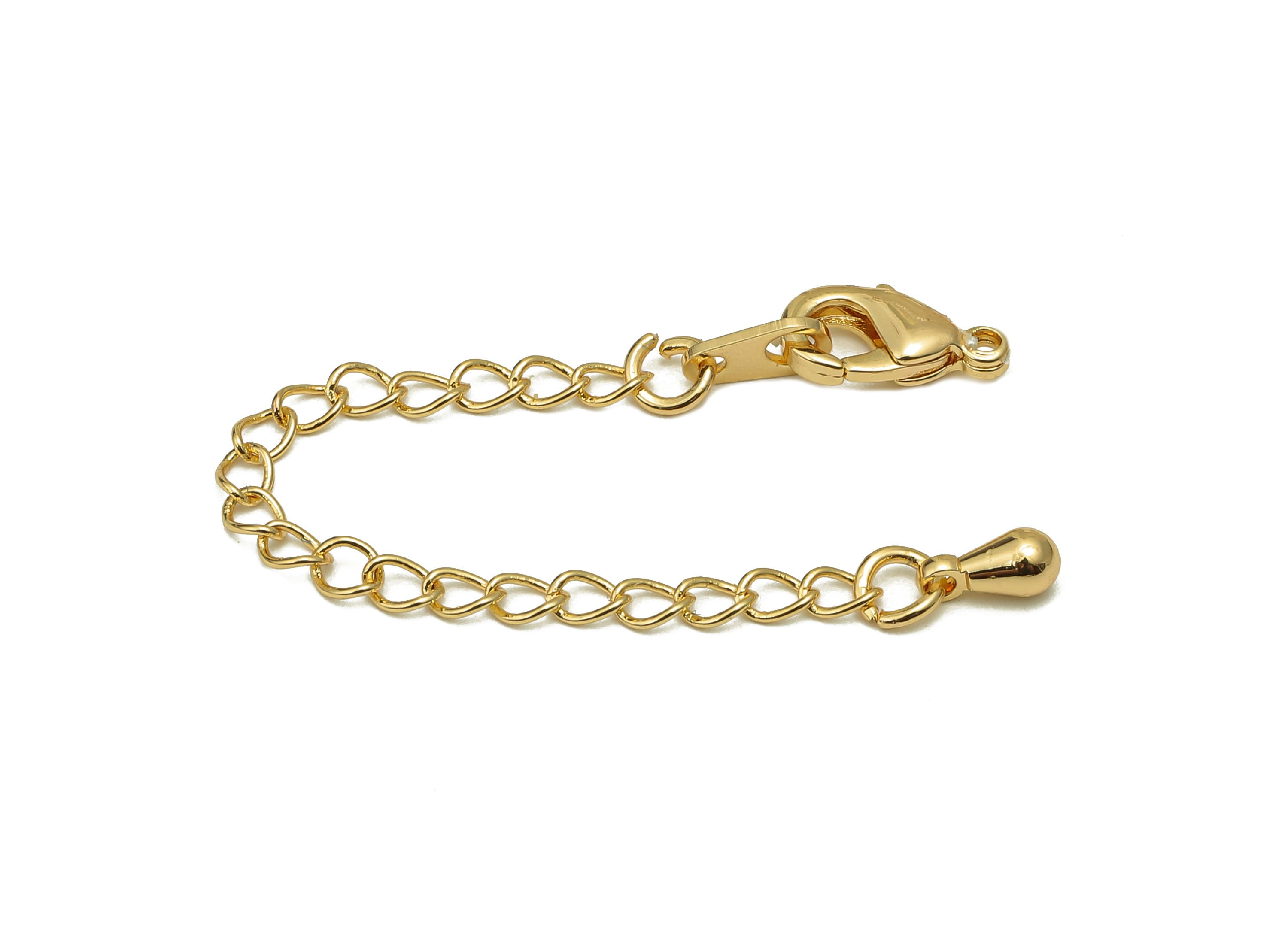 Extender Curb Chain - Extender Safety Clasp - Lobster Clasp - Extension chain - Double Parrot Clasps -18K Real Gold Plating-71x5x3mm-RGP5573 - DOMEDBAZAAR
