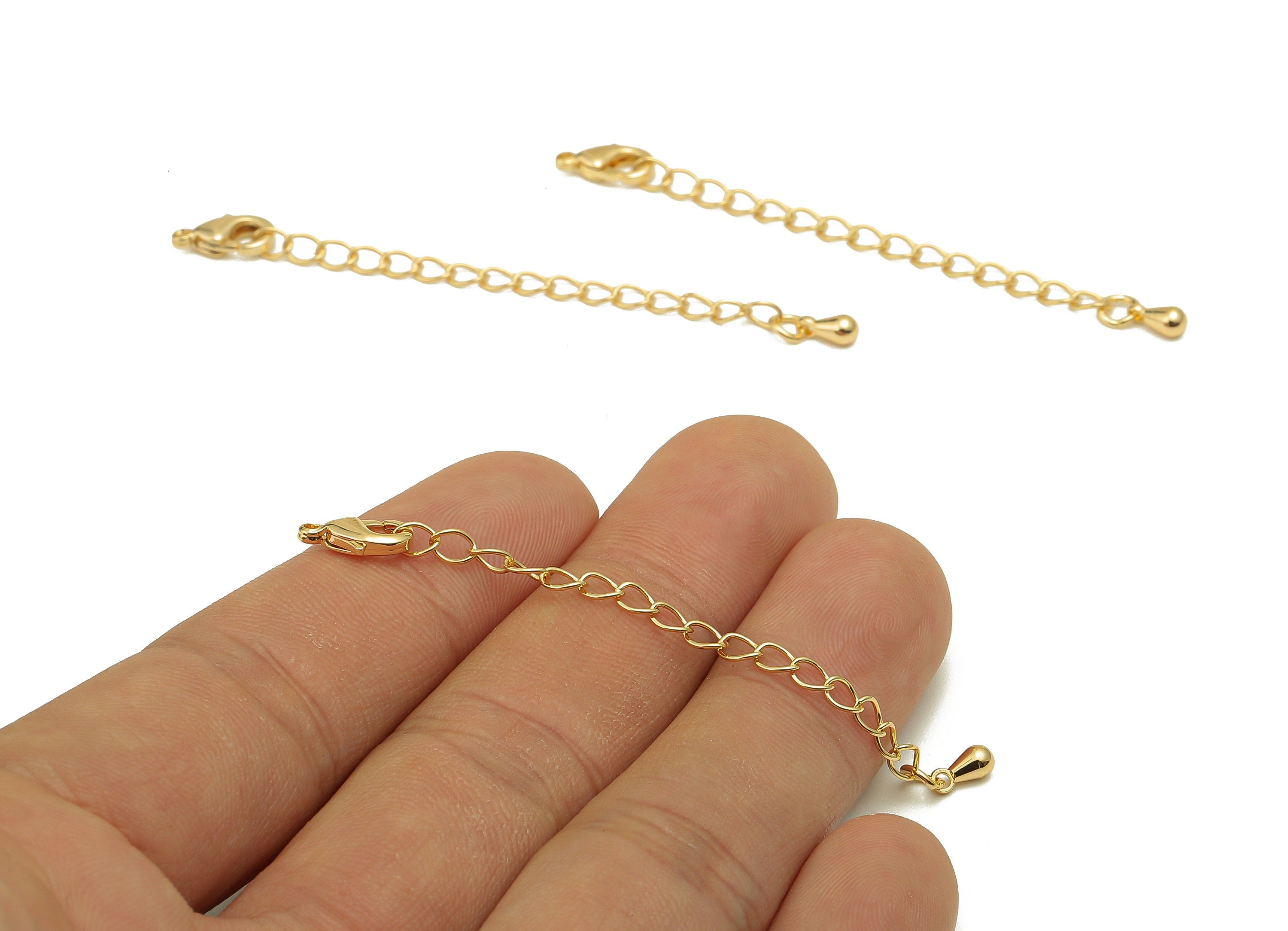 Extender Curb Chain - Extender Safety Clasp - Drop Lobster Clasp - Extension Chain - Parrot Clasps - 18K Real Gold Plating -65x5x2mm-RGP5574 - DOMEDBAZAAR