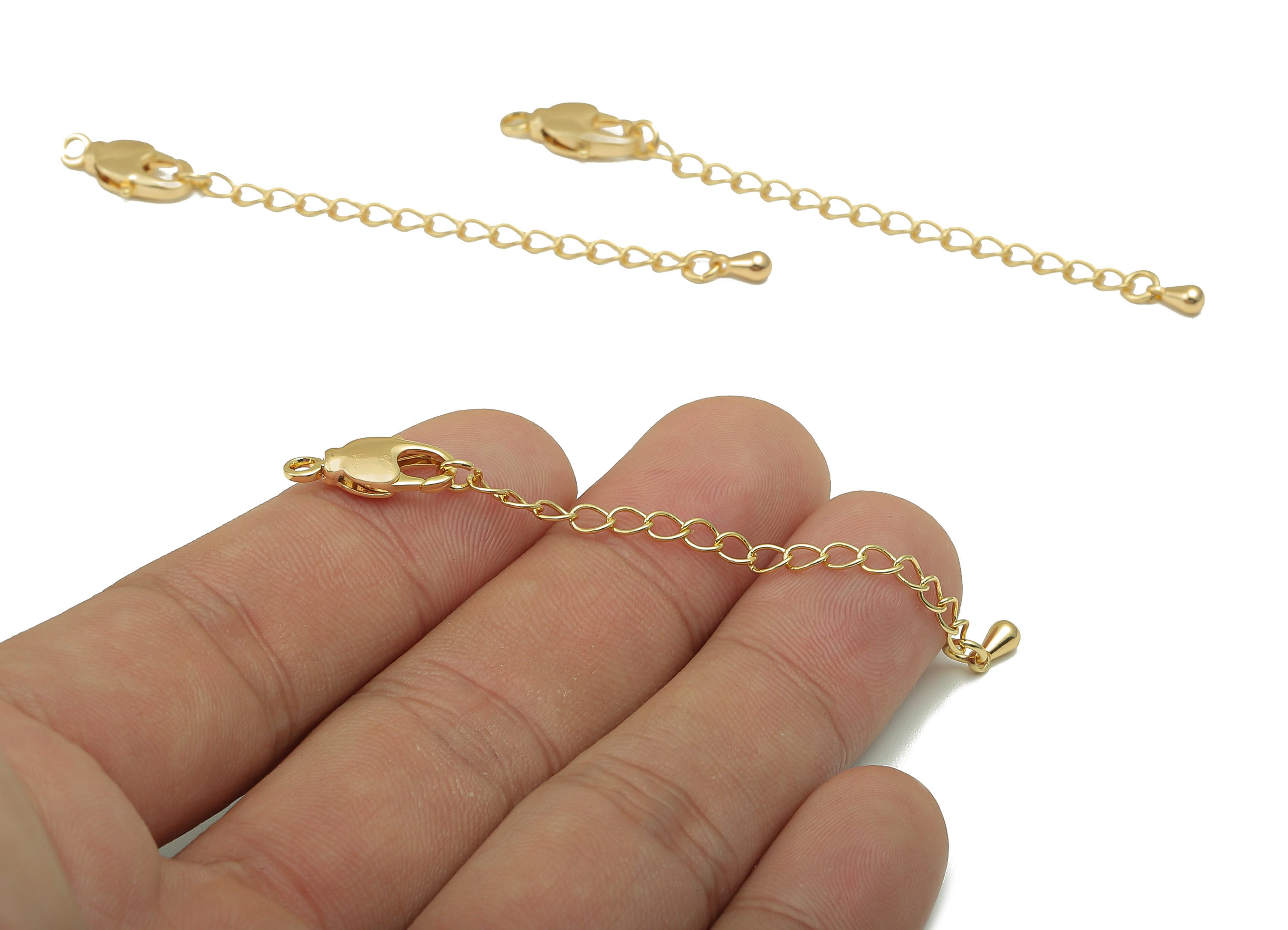 Extender Curb Chain - Extender Safety Clasp - Drop Lobster Clasp - Extension Chain - Parrot Clasps - 18K Real Gold Plating -72x7x3mm-RGP5575 - DOMEDBAZAAR