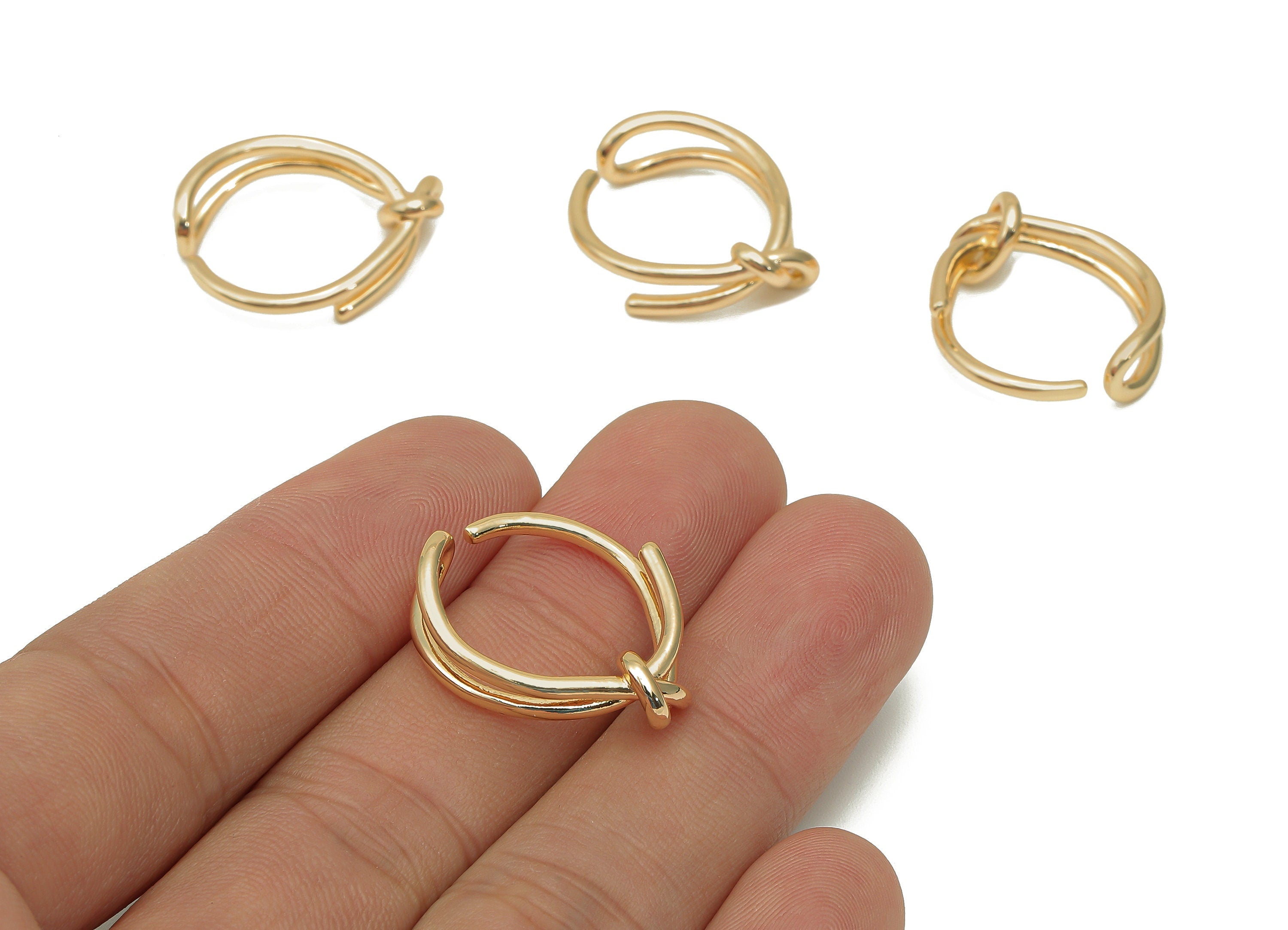 Brass Knot Open Round Ring -  Gold Knot Circle Hoop Ring - Gold Circle C Hoop - 18K Real Gold Plated Brass - 24.1x20.4x1.9mm - RGP5699 - DOMEDBAZAAR