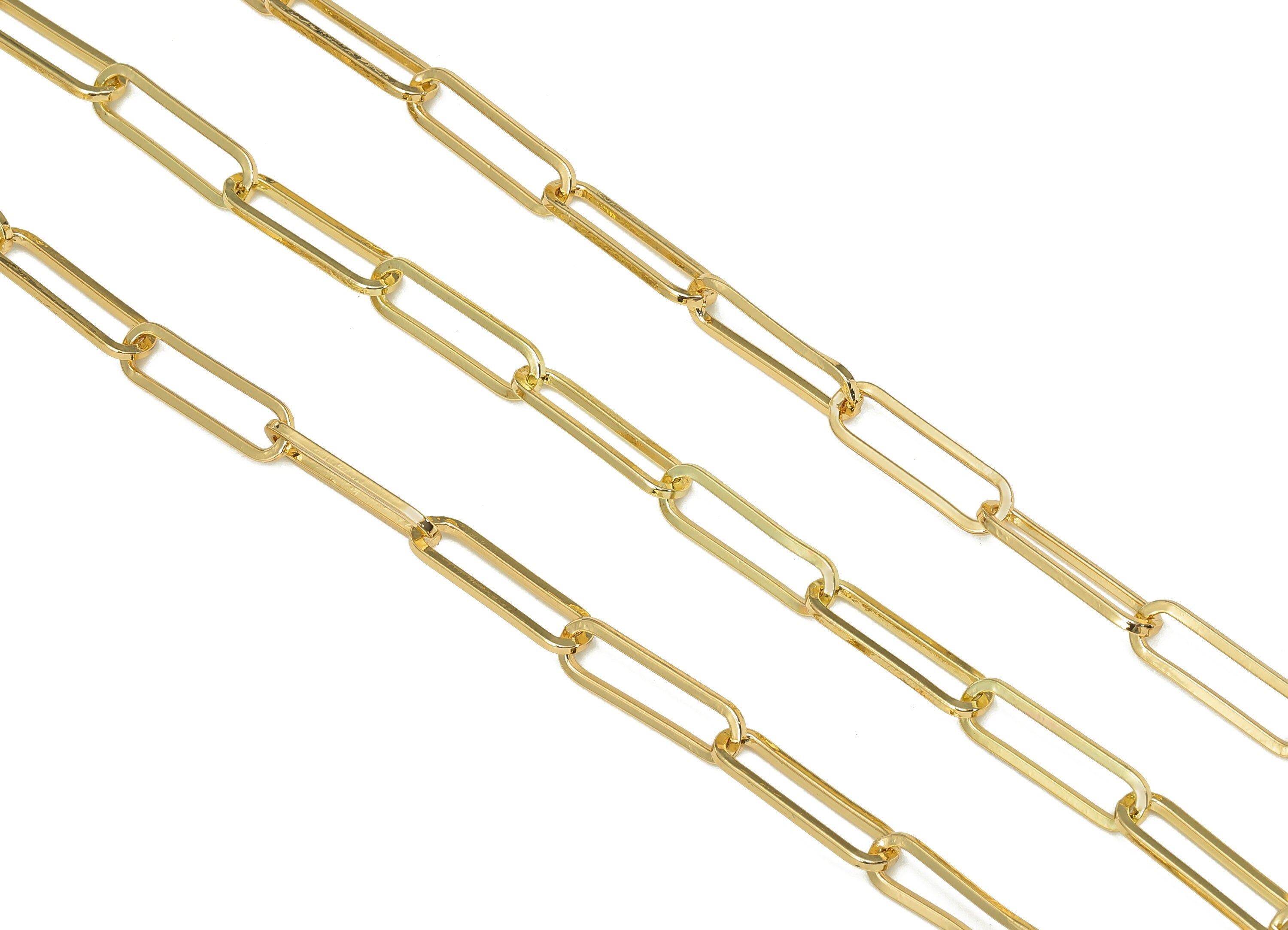 Brass Oval Rectangle Faceted Chain - Cable Oval Chain - Soldered Cable Chain - 18K Real Gold Plated Brass Chain - 18.3x5.6x1.1mm - RGP5505 - DOMEDBAZAAR